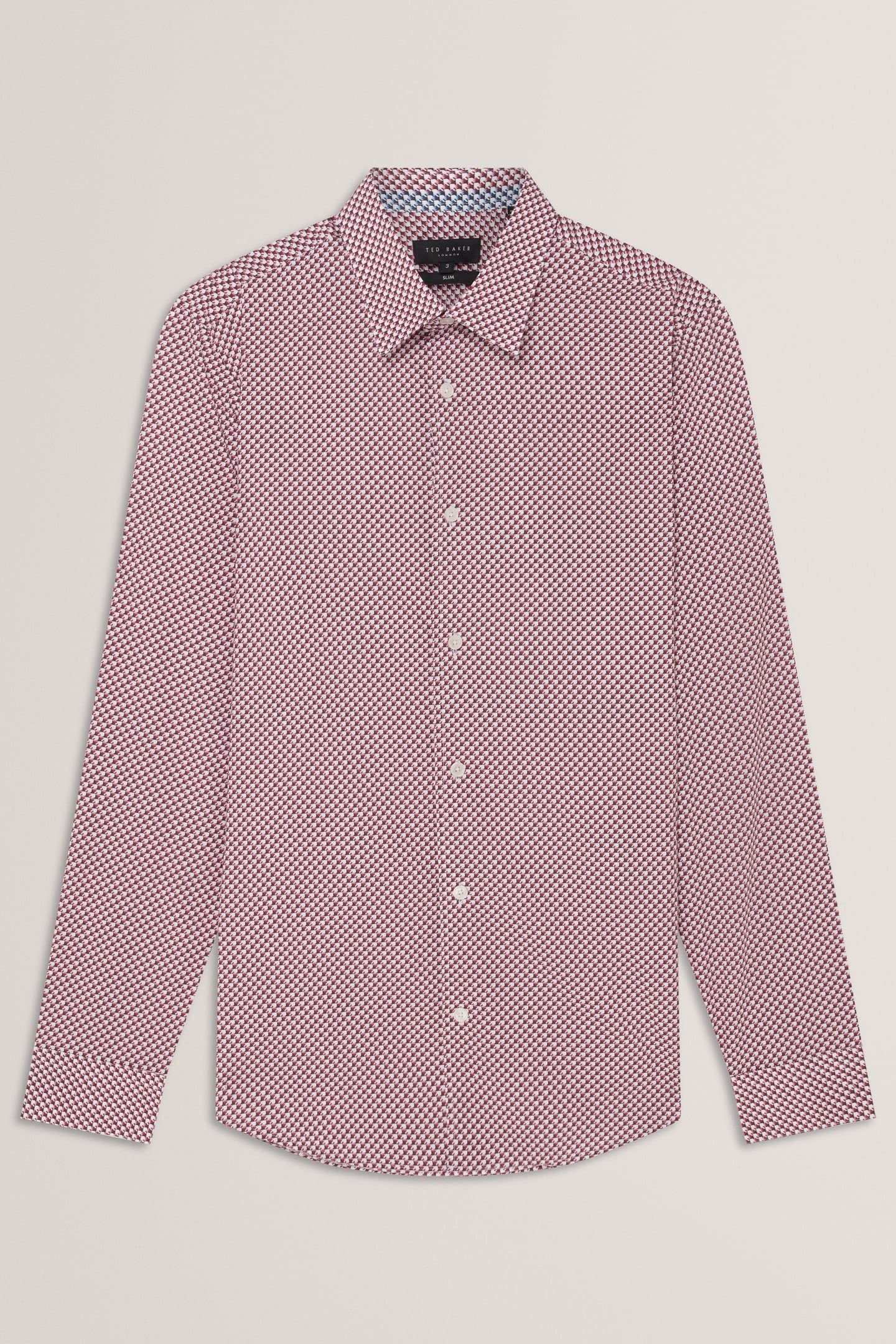 LS SLIM GEO PRINT SHIRT WHITE 3