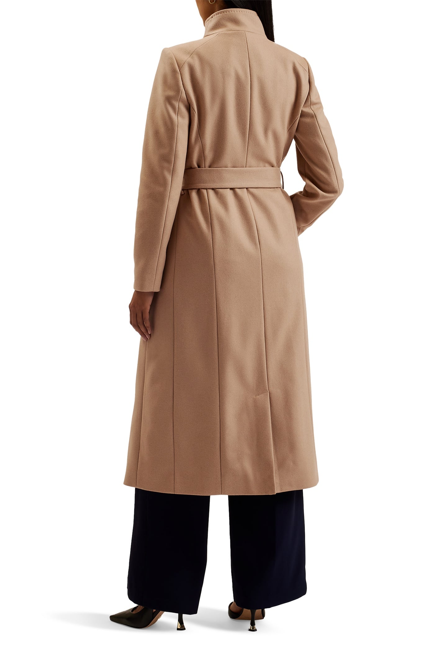 ROSELL LONG LENGTH WOOL WRAP COAT CAMEL 2