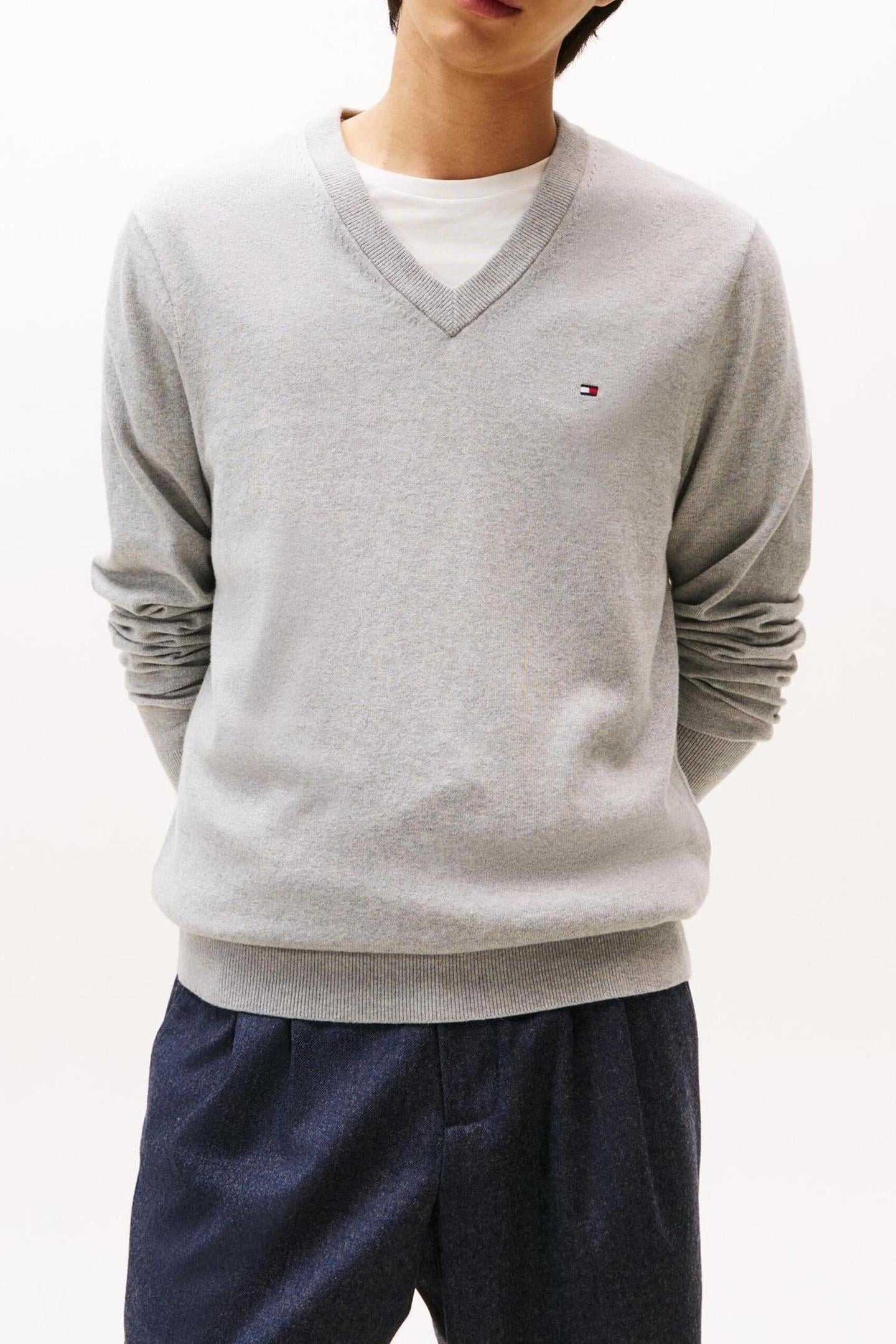 PIMA COTTON CASHMERE SWEATER LIGHT GREY HEATHER 1