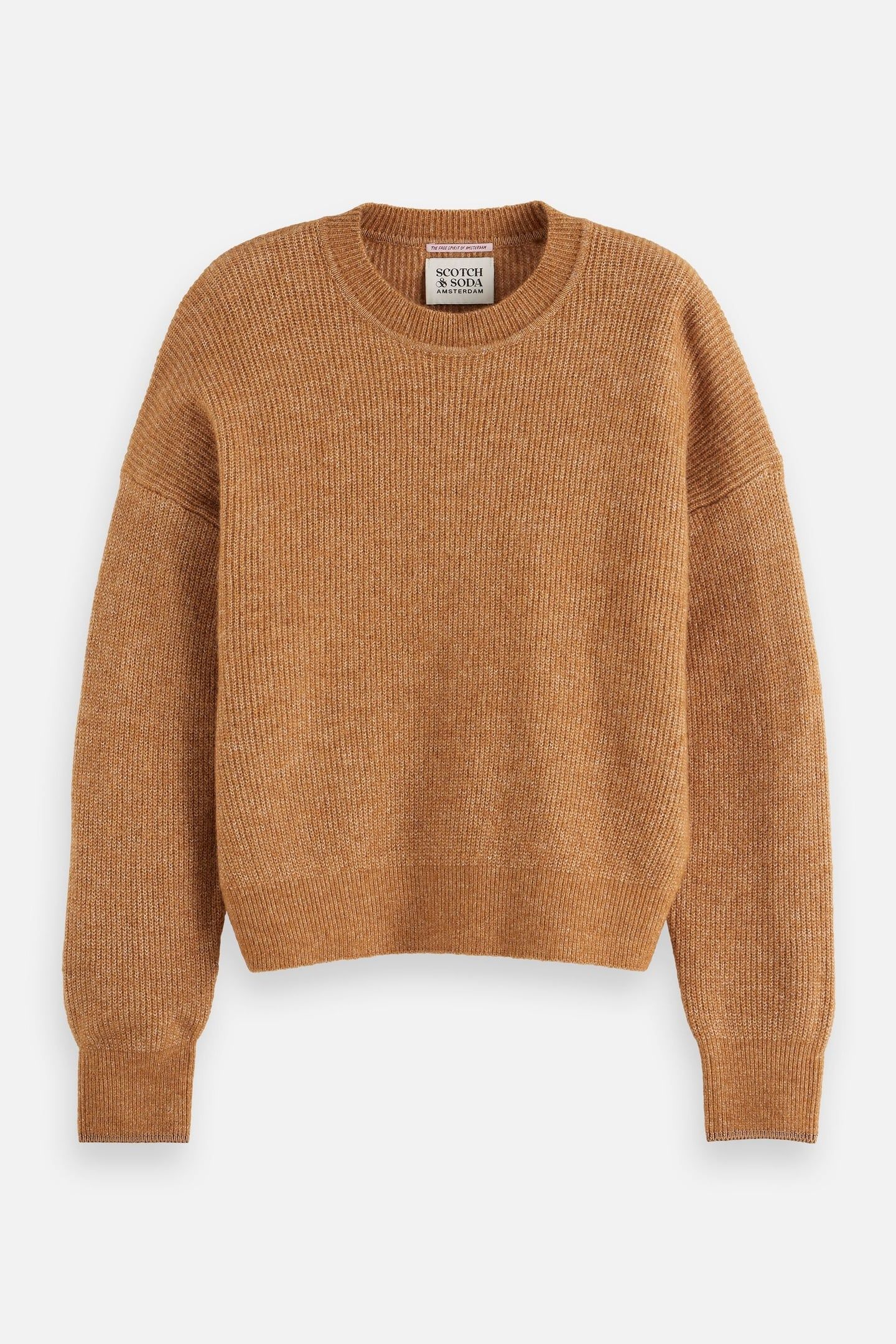 FUZZY CREW NECK PULLOVER TOBACCO MELANGE 4