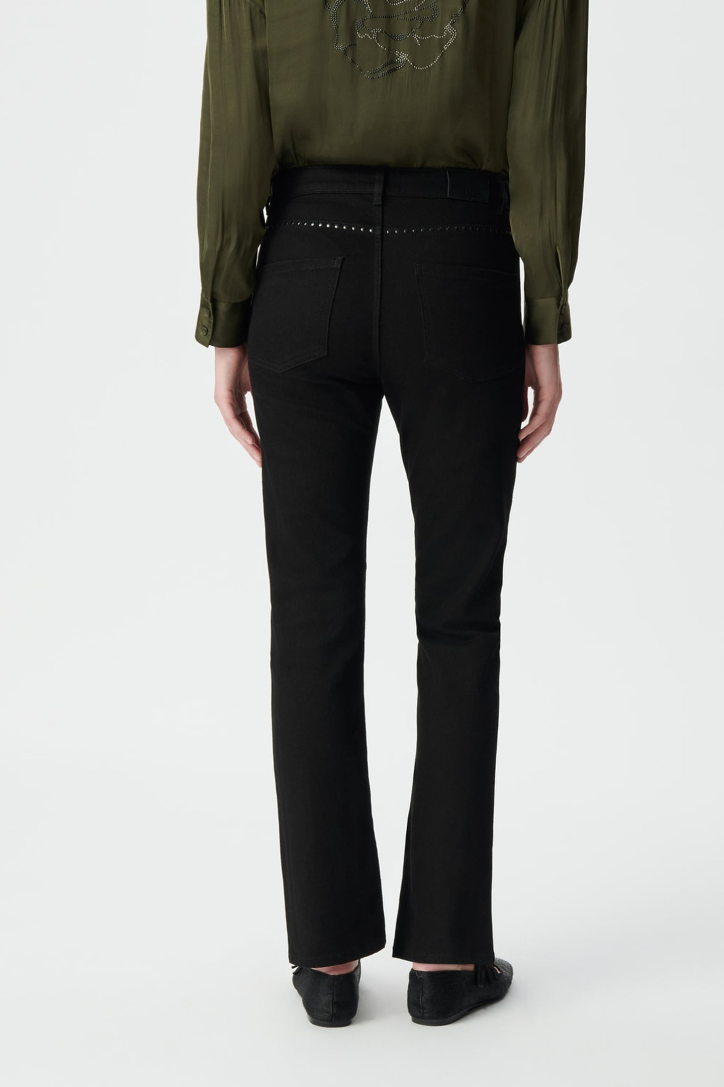 BLACK STUDDED CROPPED STRAIGHT JANIS JEANS 2