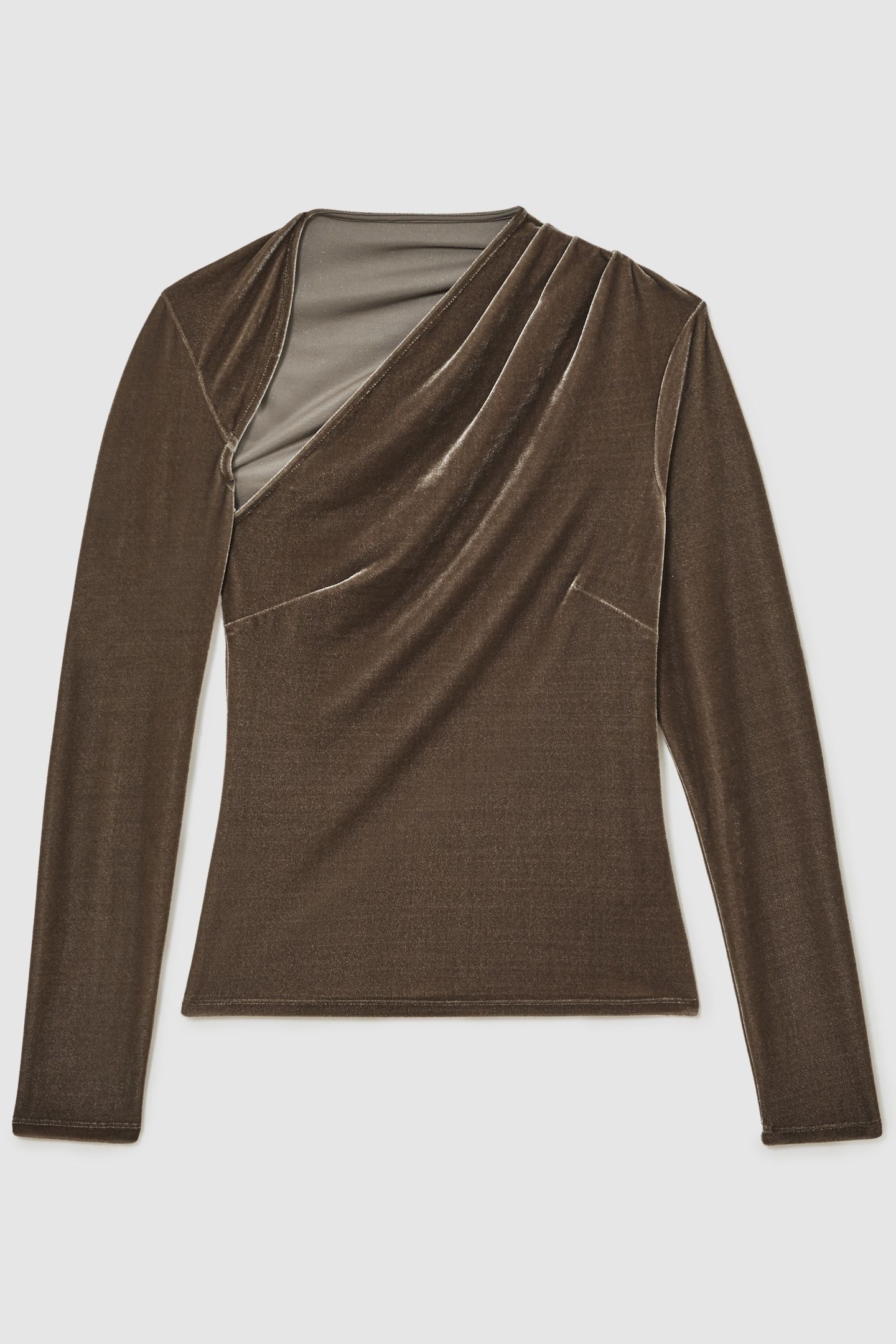 LONG SLEEVE VELVET TOP MOCHA BROWN 3