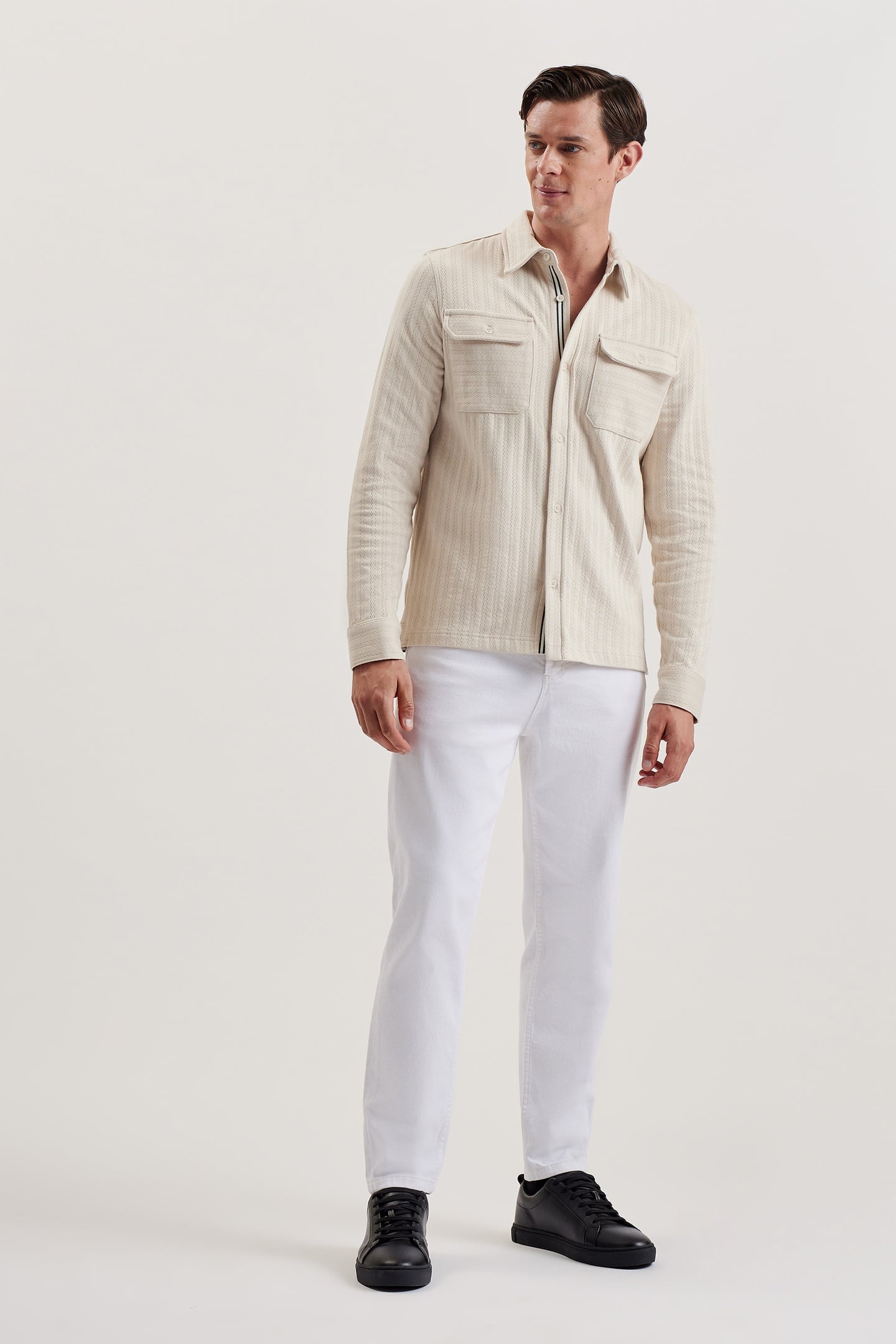 BELZA LS REGULAR FIT TEXTURED SHIRT BEIGE 4