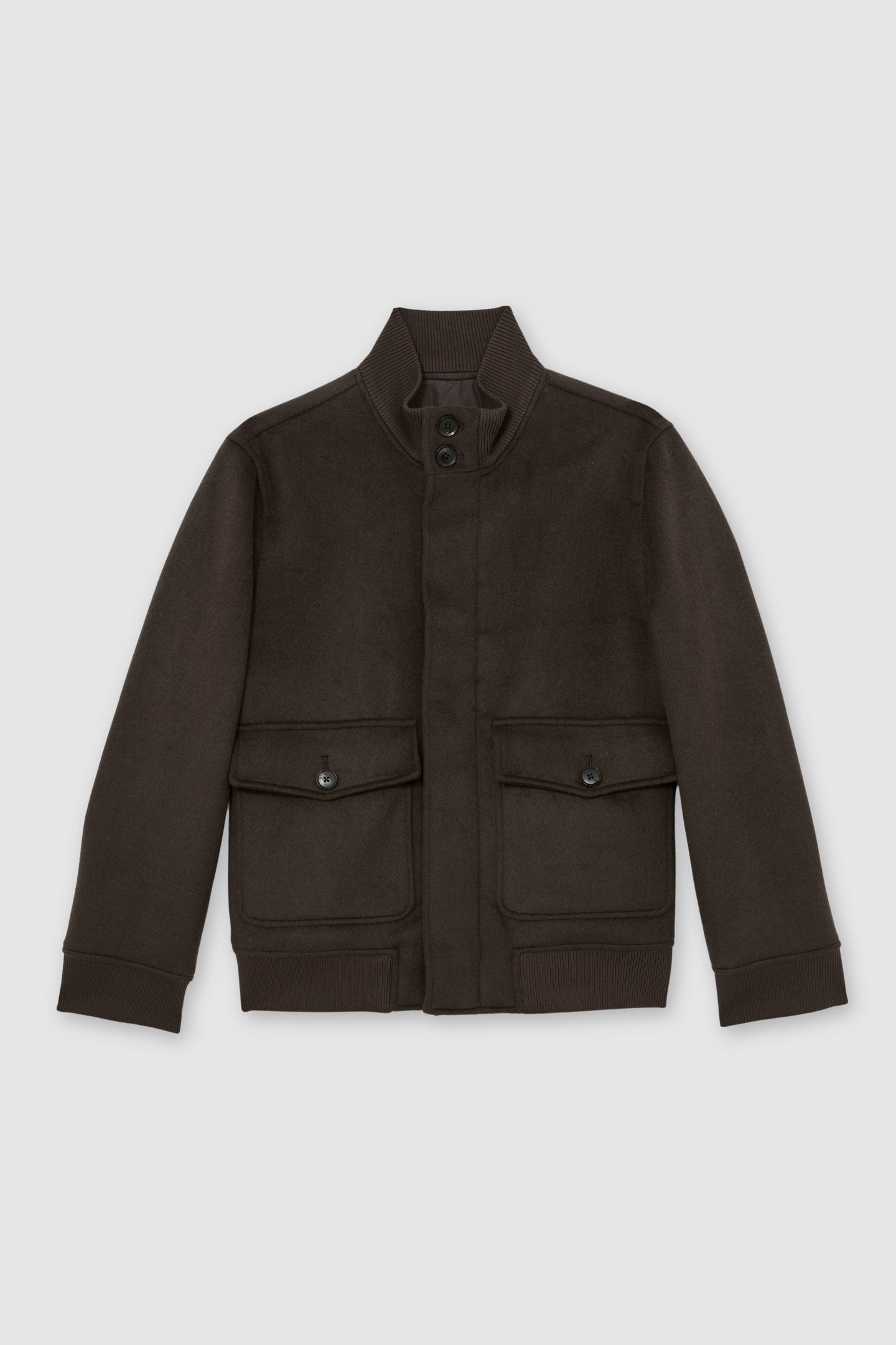 SHORT WOOL BOMBER JACKET CHOCOLATE BROWN 3