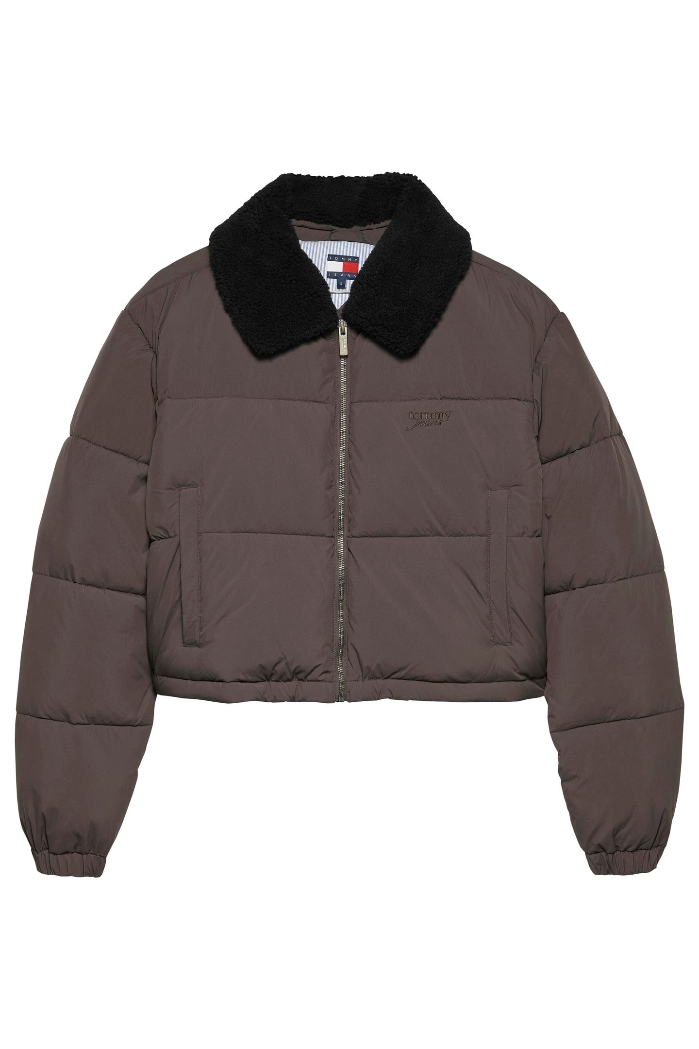 TJW TEDDY COLLAR PUFFER BLACK WALNUT 1