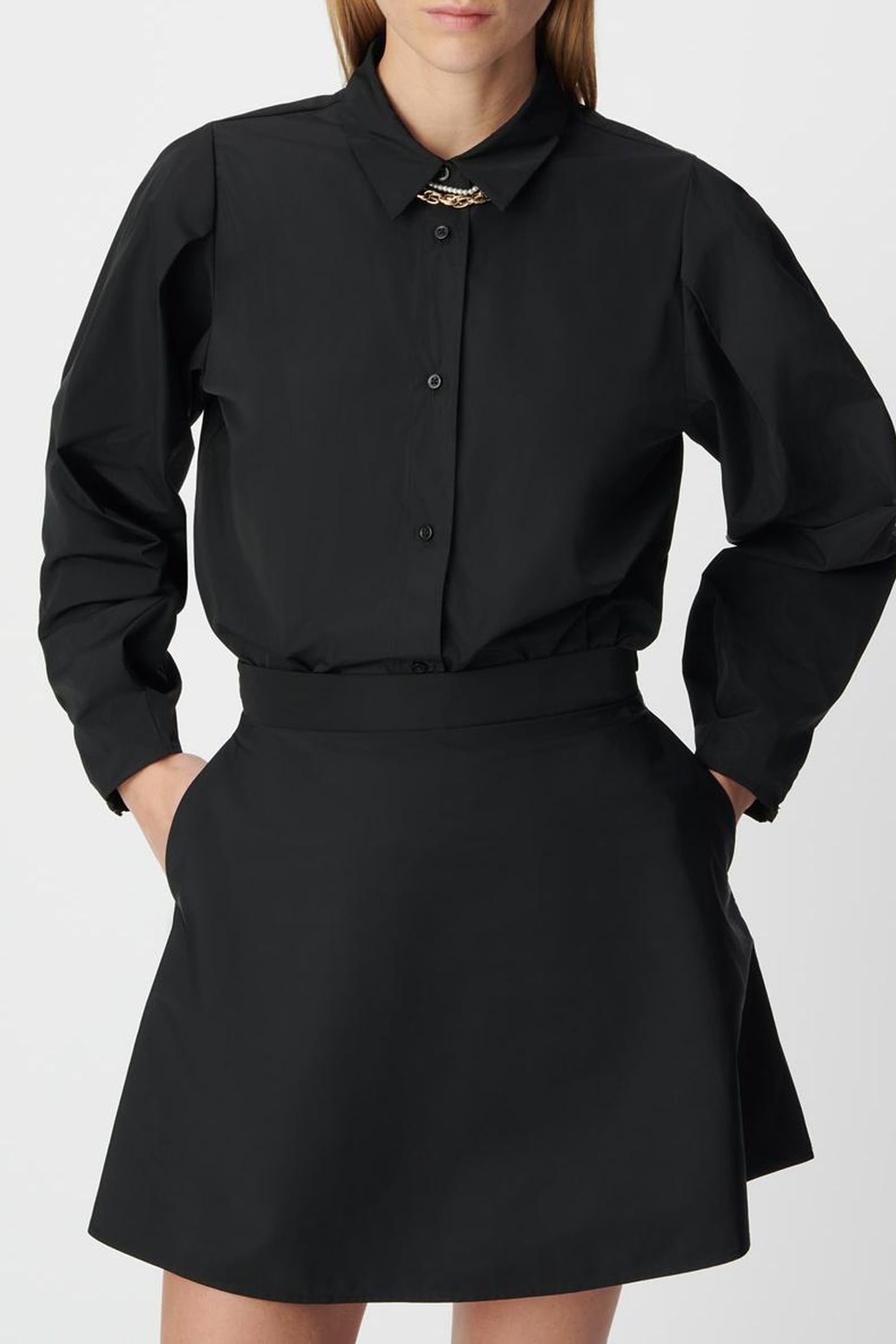 BLACK SATIN TAFFETA BODY SHIRT 1
