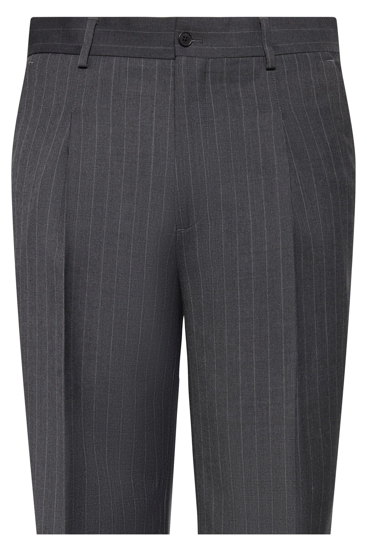 STRAIGHT WOOL PINSTRIPE CHARCOAL HEATHER 4