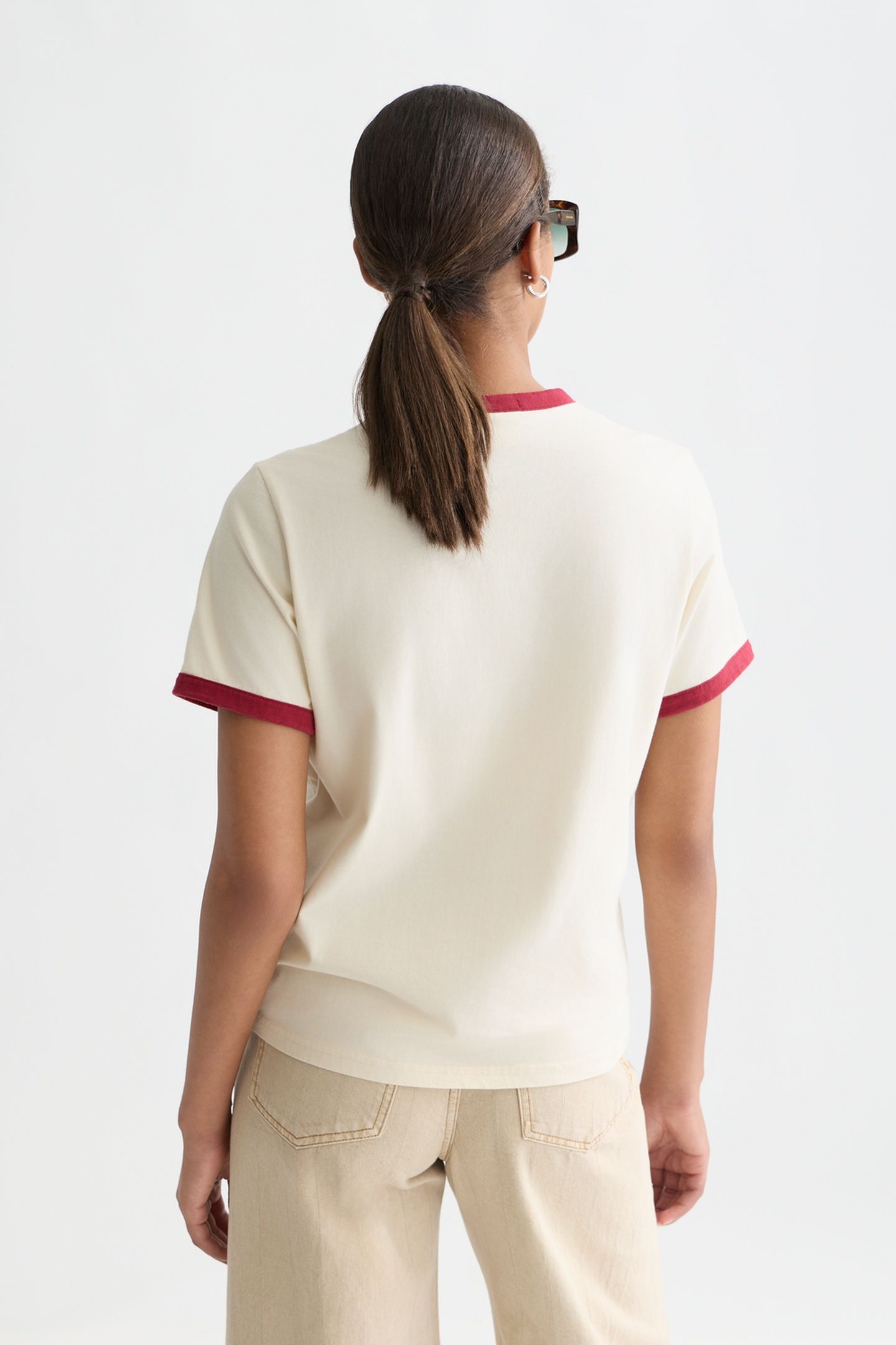 REGULAR-FIT T-SHIRT WITH CONTRAST BINDING EGGNOG 2