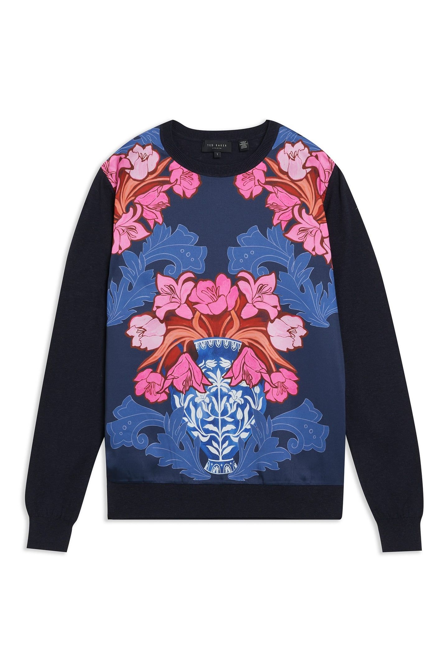 TEANHA WOVEN FRONT PRINTED JUMPER NAVY 3
