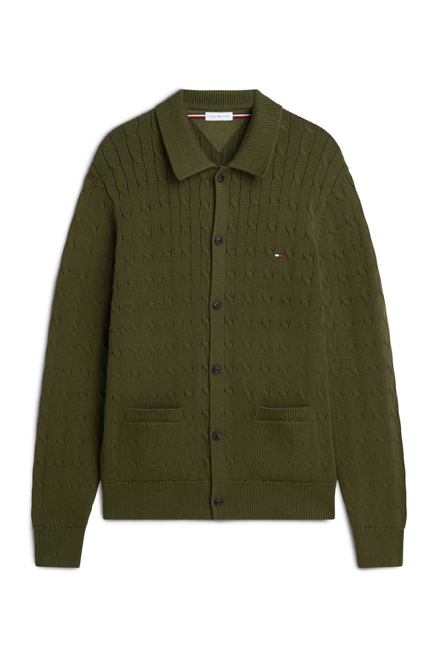 CLASSIC COTTON CABLE KNIT SWEATER GREEN 4