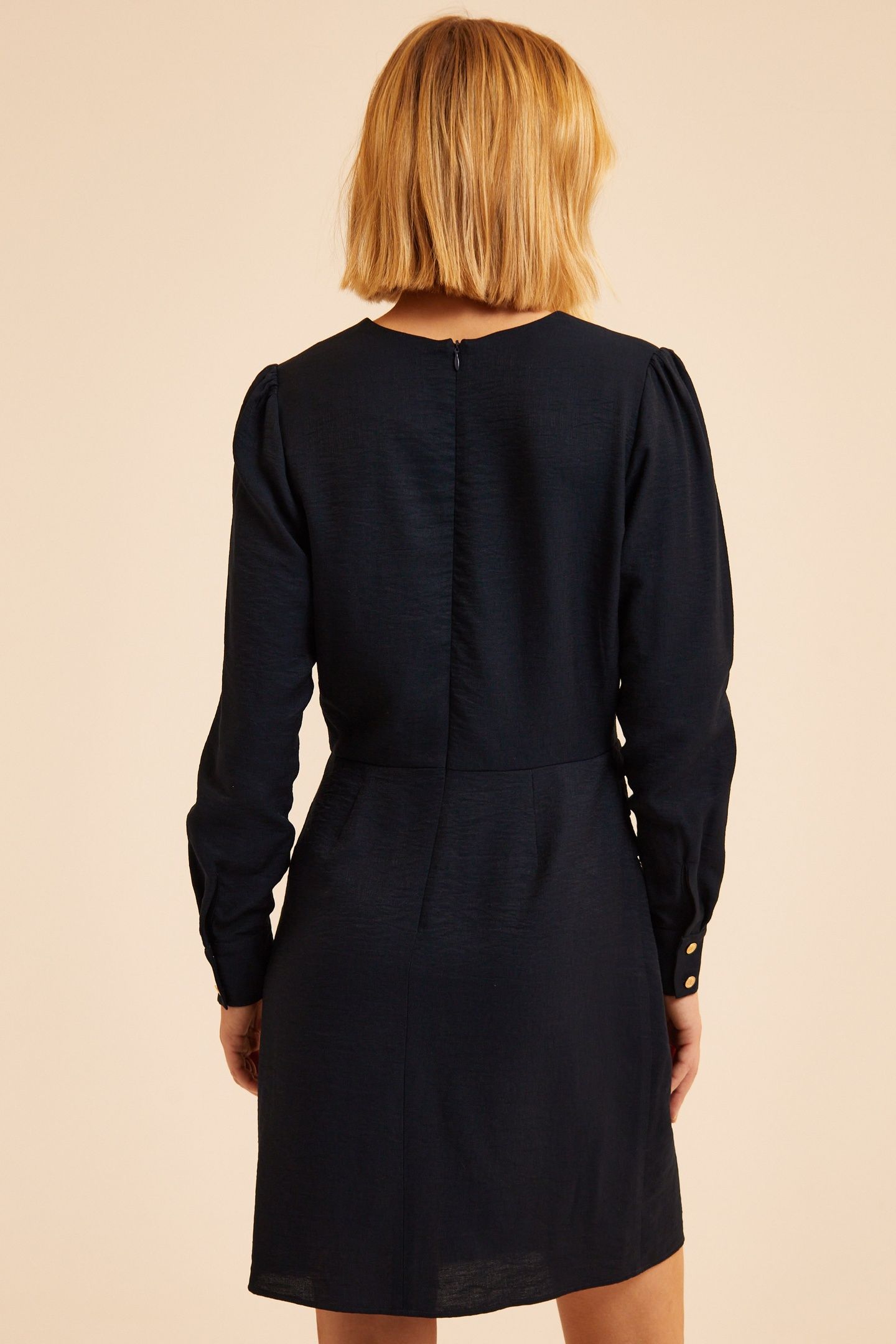 NAVY DRESS WITH DRAPED-LOOK SIDE 2