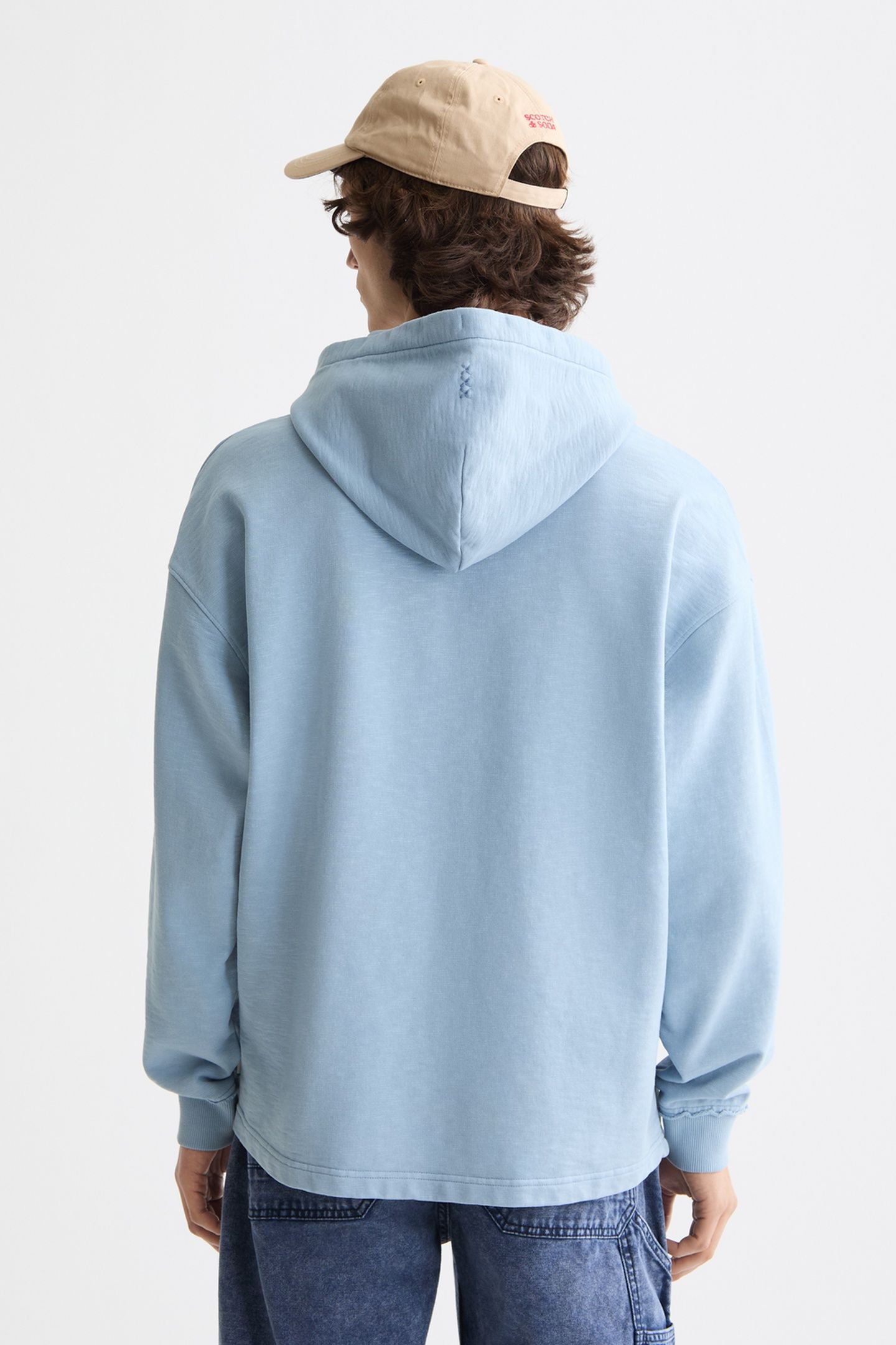 SEASONAL CORE - 3 CROSSES GARMENT-DYED HOODIE FADED DENIM 6