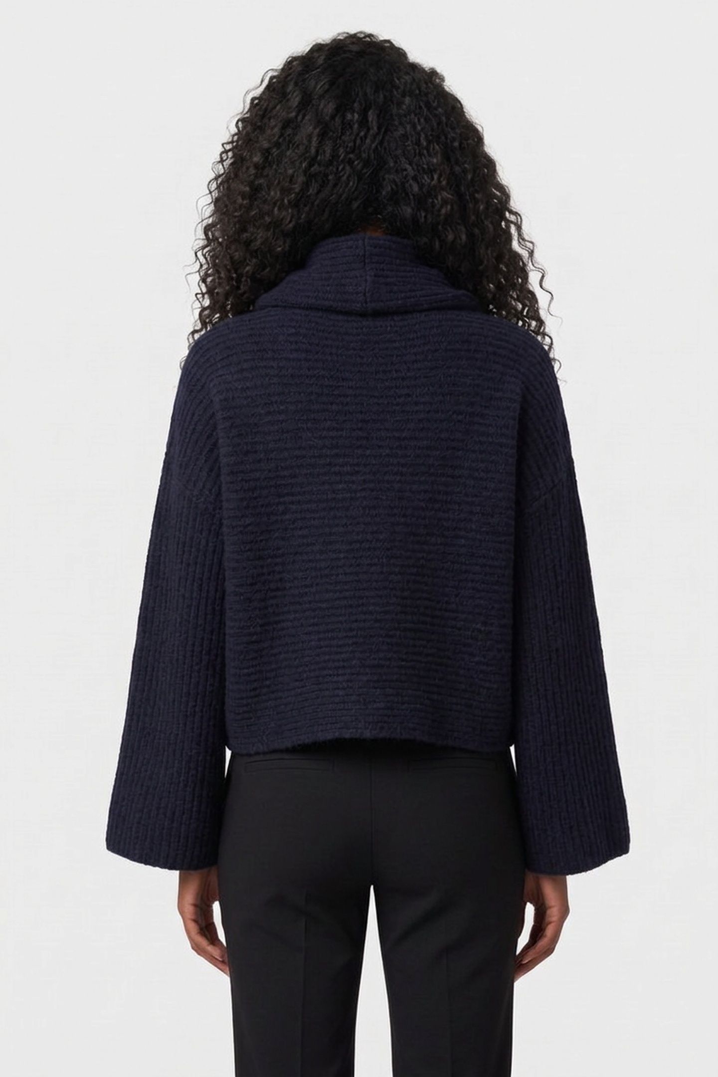 TOPAZ - BLUE RIBBED KNIT TURTLENECK SWEATER 2