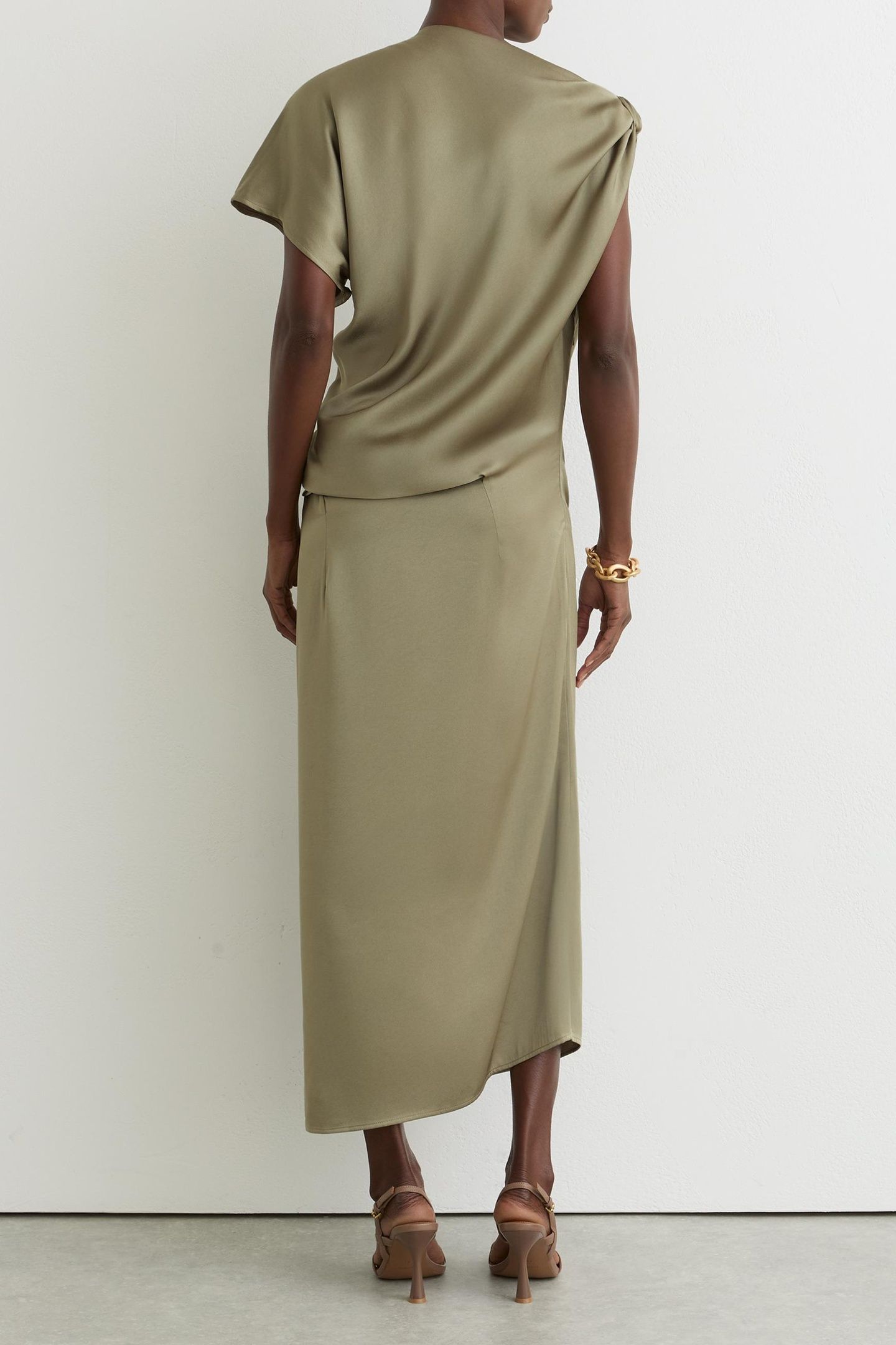 DRAPE MIDI DRESS OLIVE GREEN 2