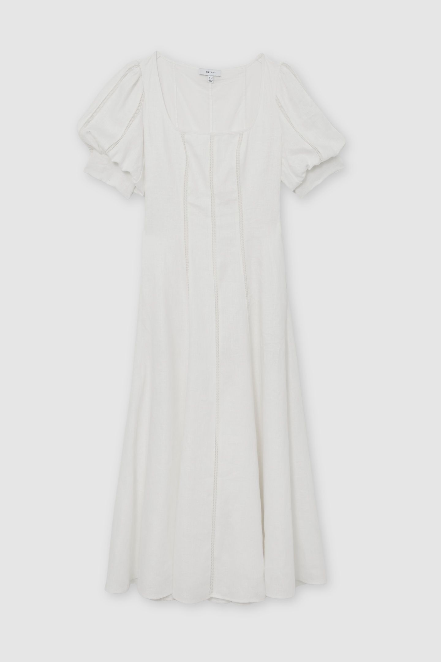 SHORT SLEEVE LINEN MIDI DRESS IVORY 3
