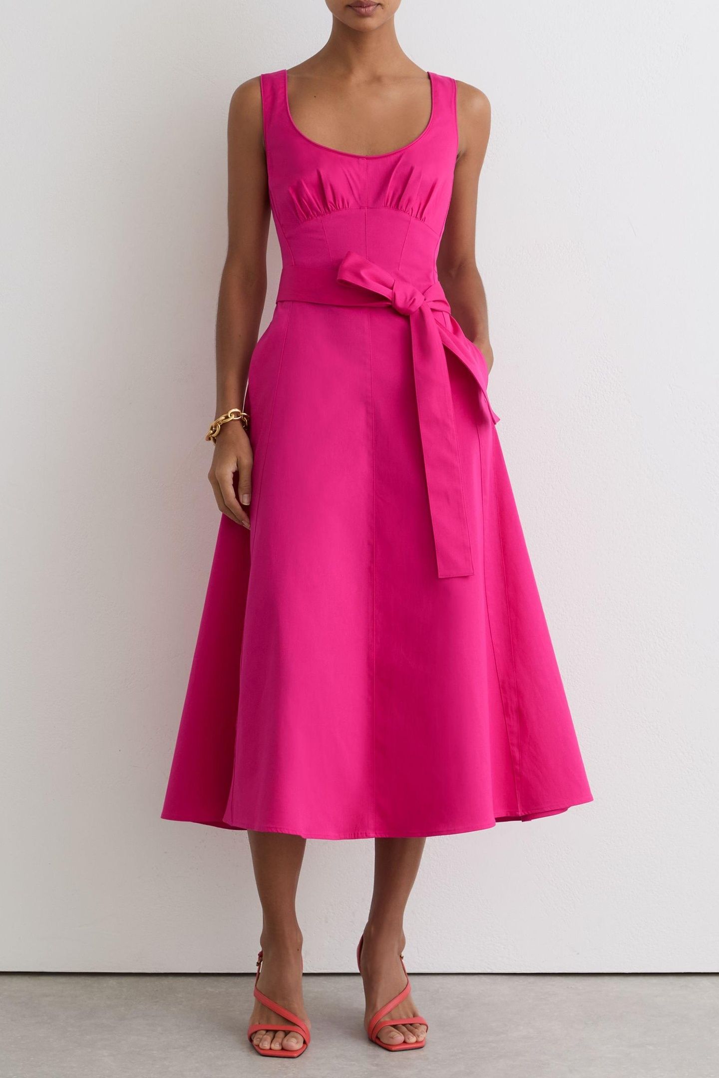 BELTED MIDI DRESS PINK 1
