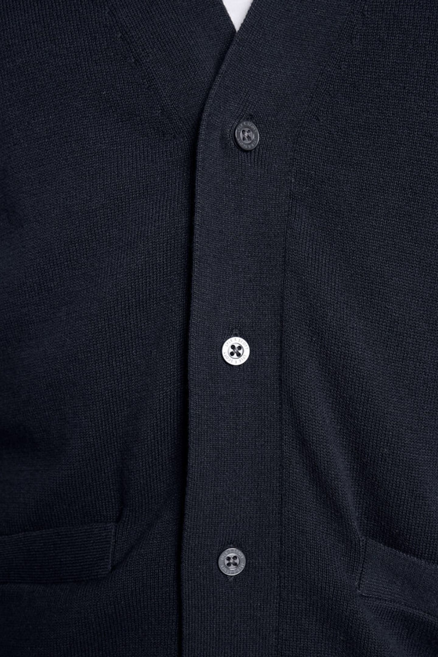COTTON V NECK CARDIGAN DARK NAVY 6