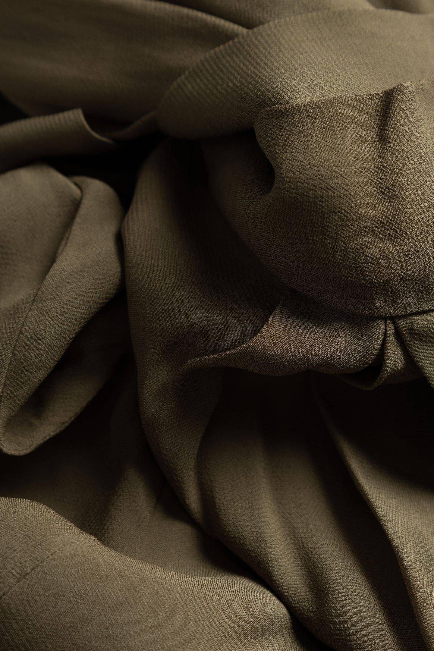 KHAKI WRAP DRESS WITH DRAPED WAIST 7