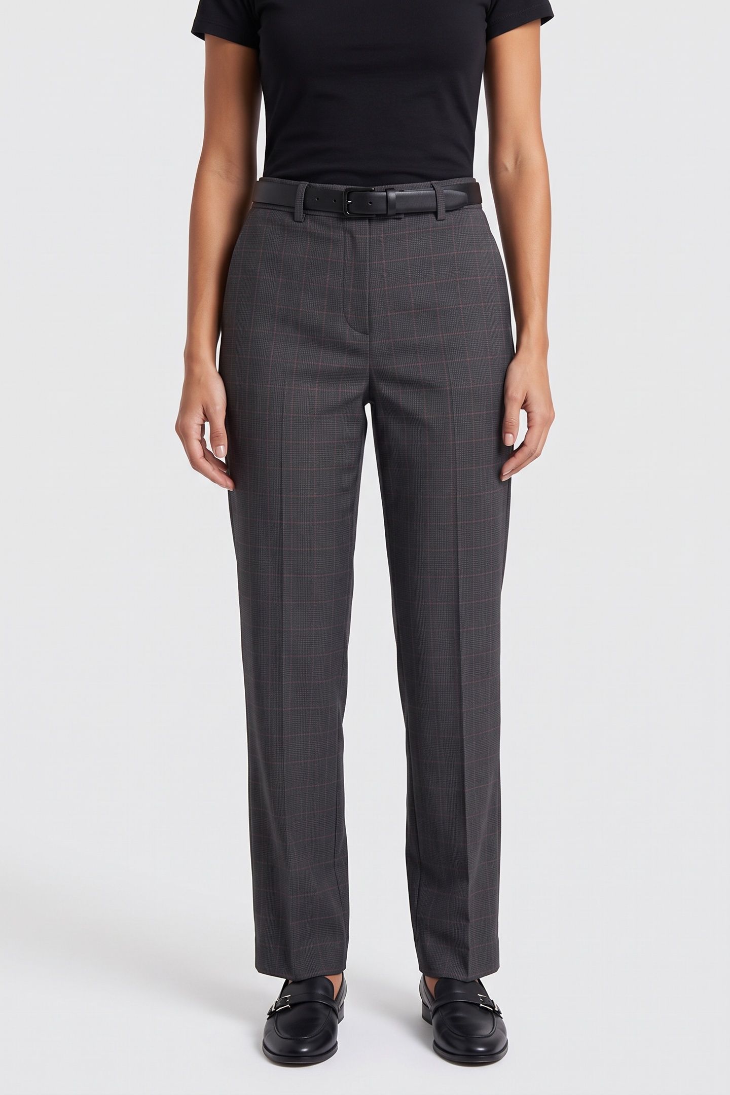 HOUNDSTOOTH WOOL TROUSERS MAGENTA 1