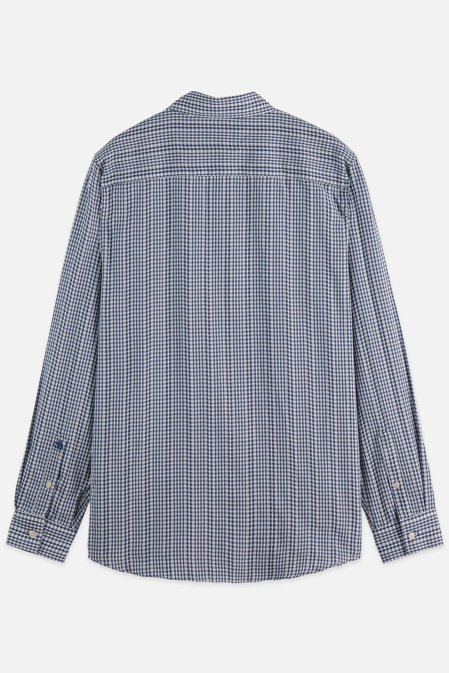 MICROCHECK COTTON POPLIN SHIRT NAVY 5