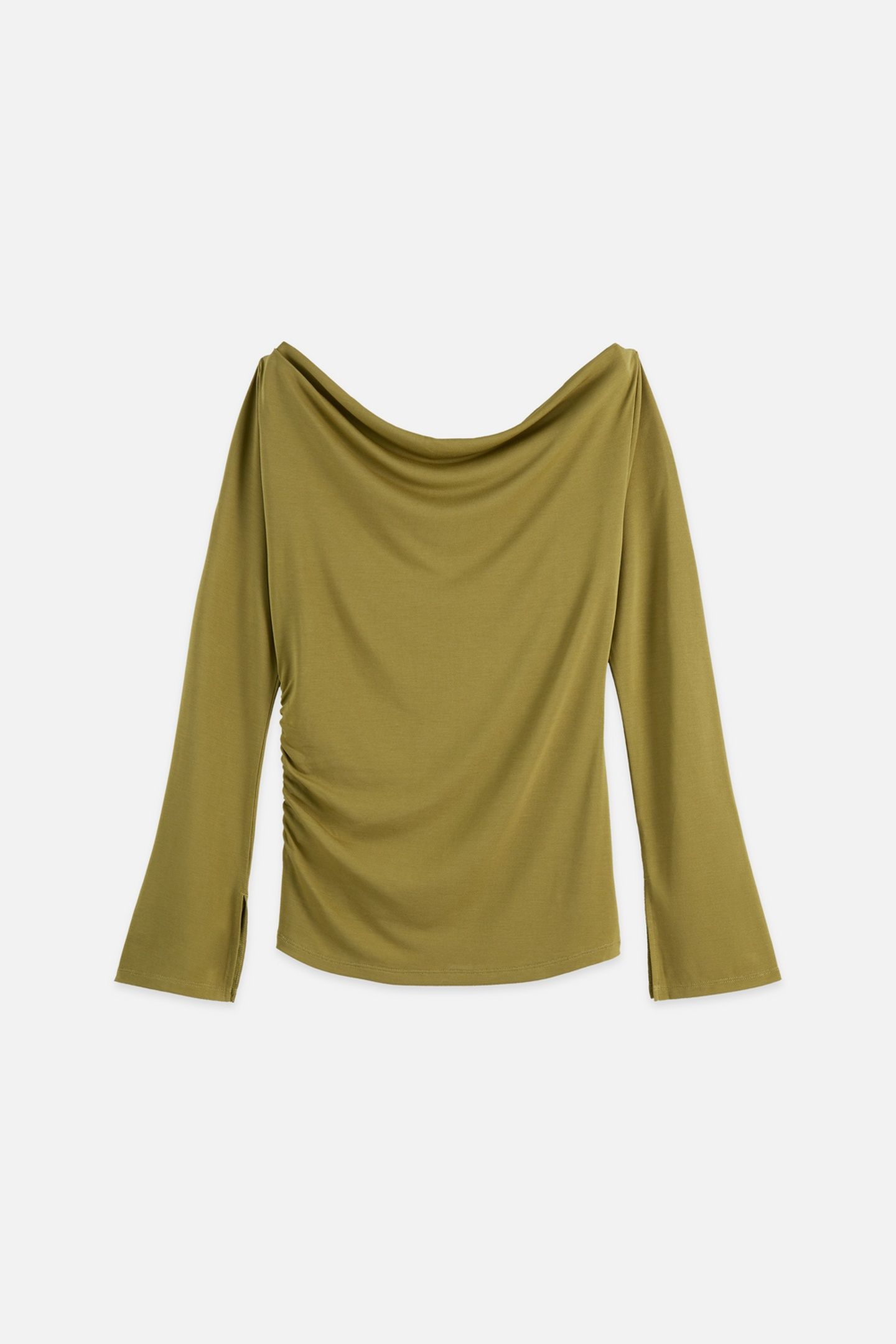 DRAPEY MODAL LONG SLEEVE T-SHIRT GREEN MOSS 2
