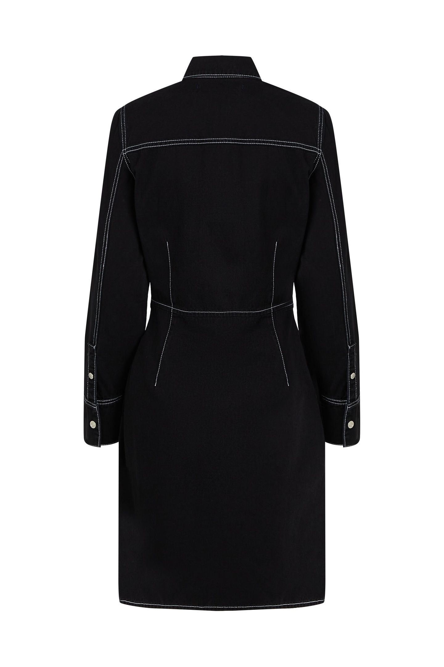 KLJ LSLV CONTRAST DENIM DRESS MINIMAL WASHED BLACK 2
