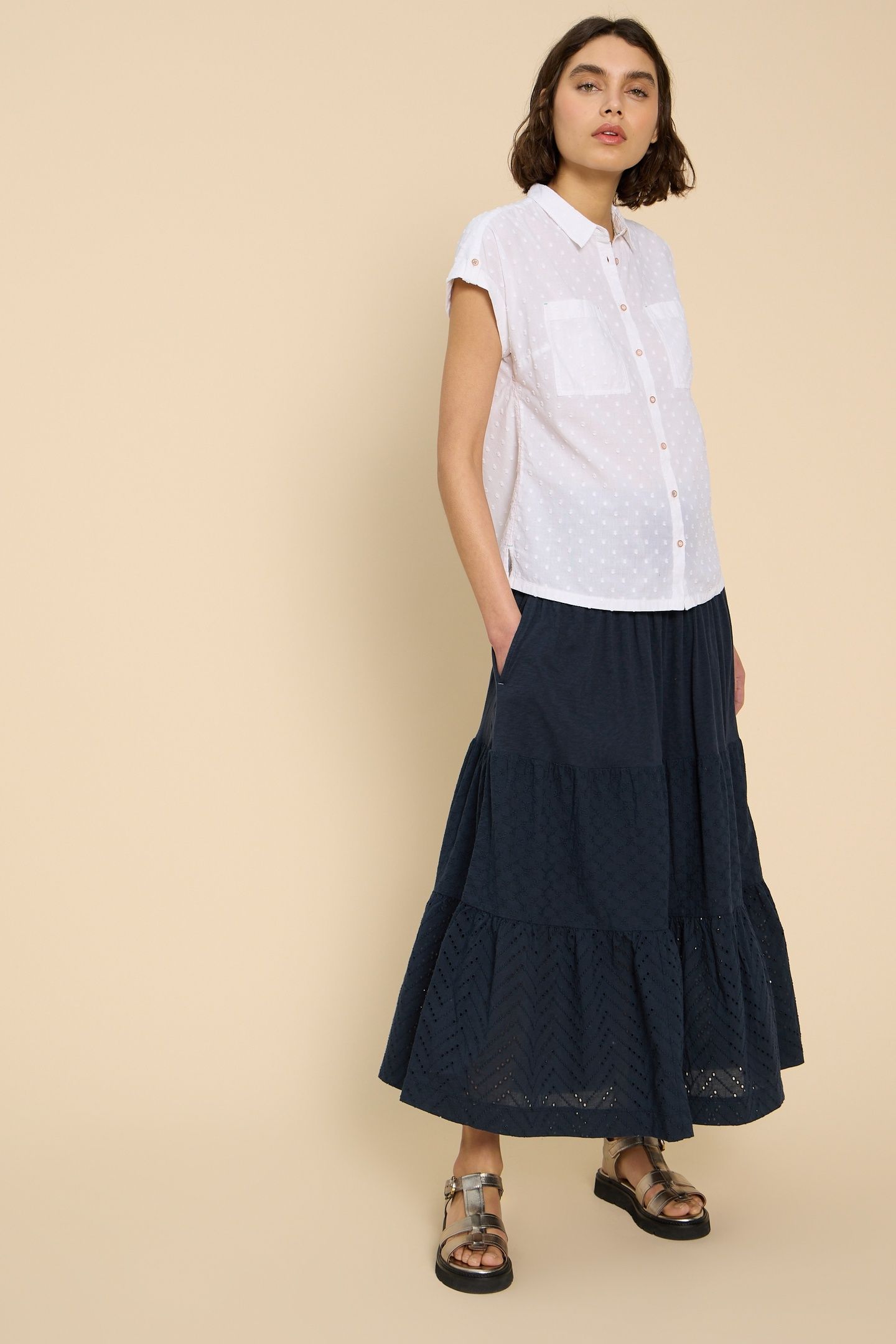 MARISSA BRODERIE MAXI SKIRT DARK NAVY 3