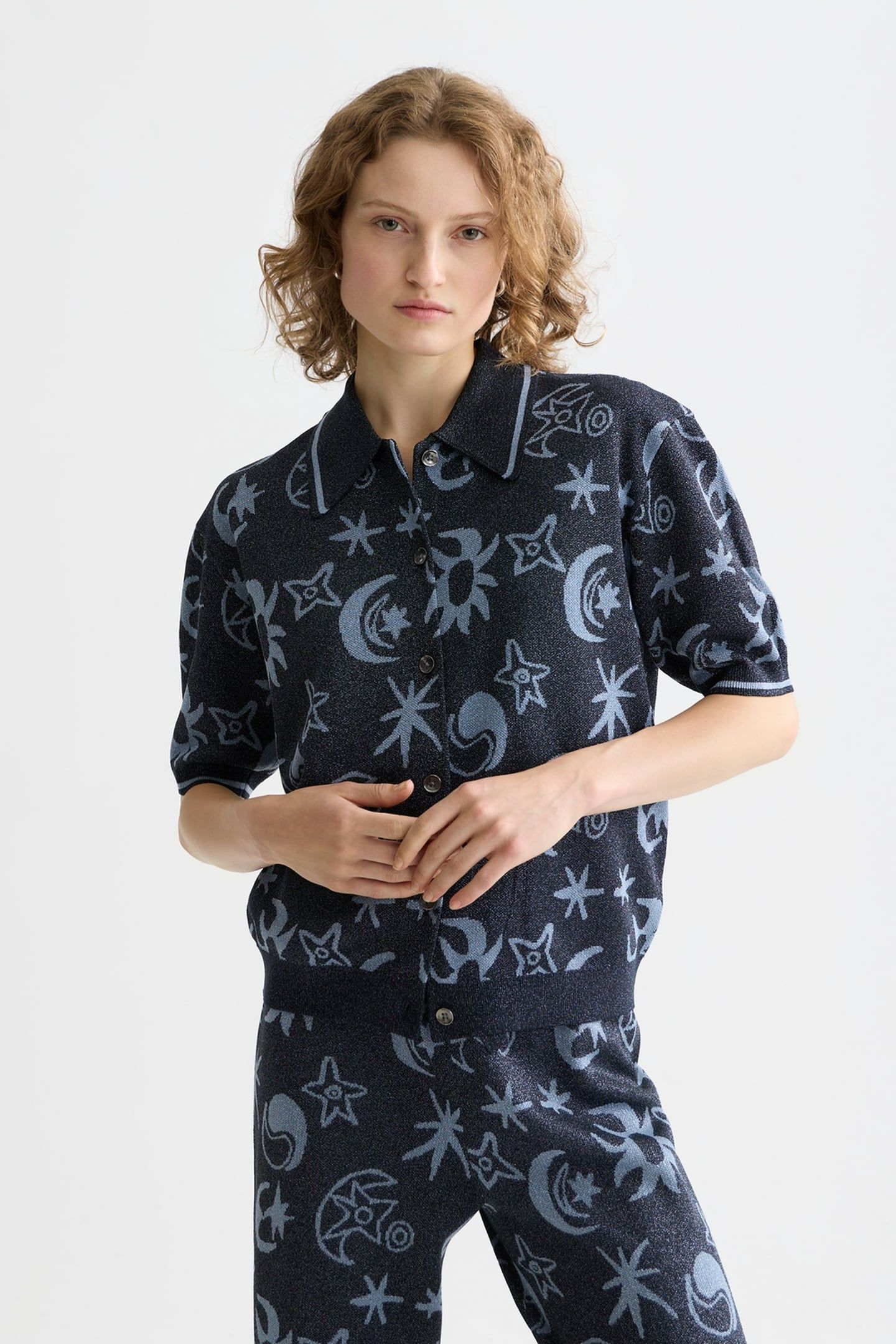 JACQUARD SHORT SLEEVE PULLOVER COSMIC SKY SPACED CARBON 1