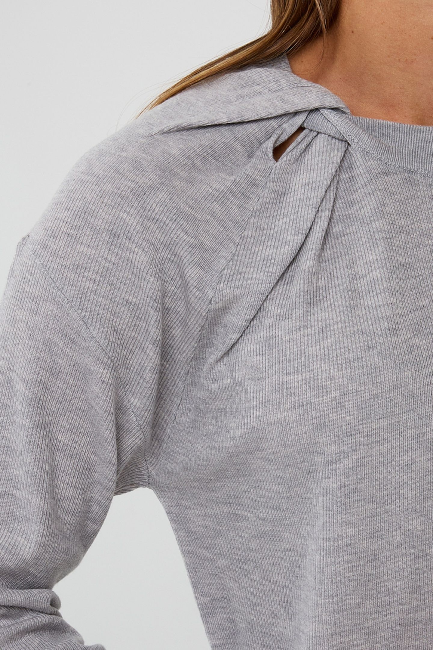 SWEATER L/SLVE TWIST LIGHT GREY MELANGE 7