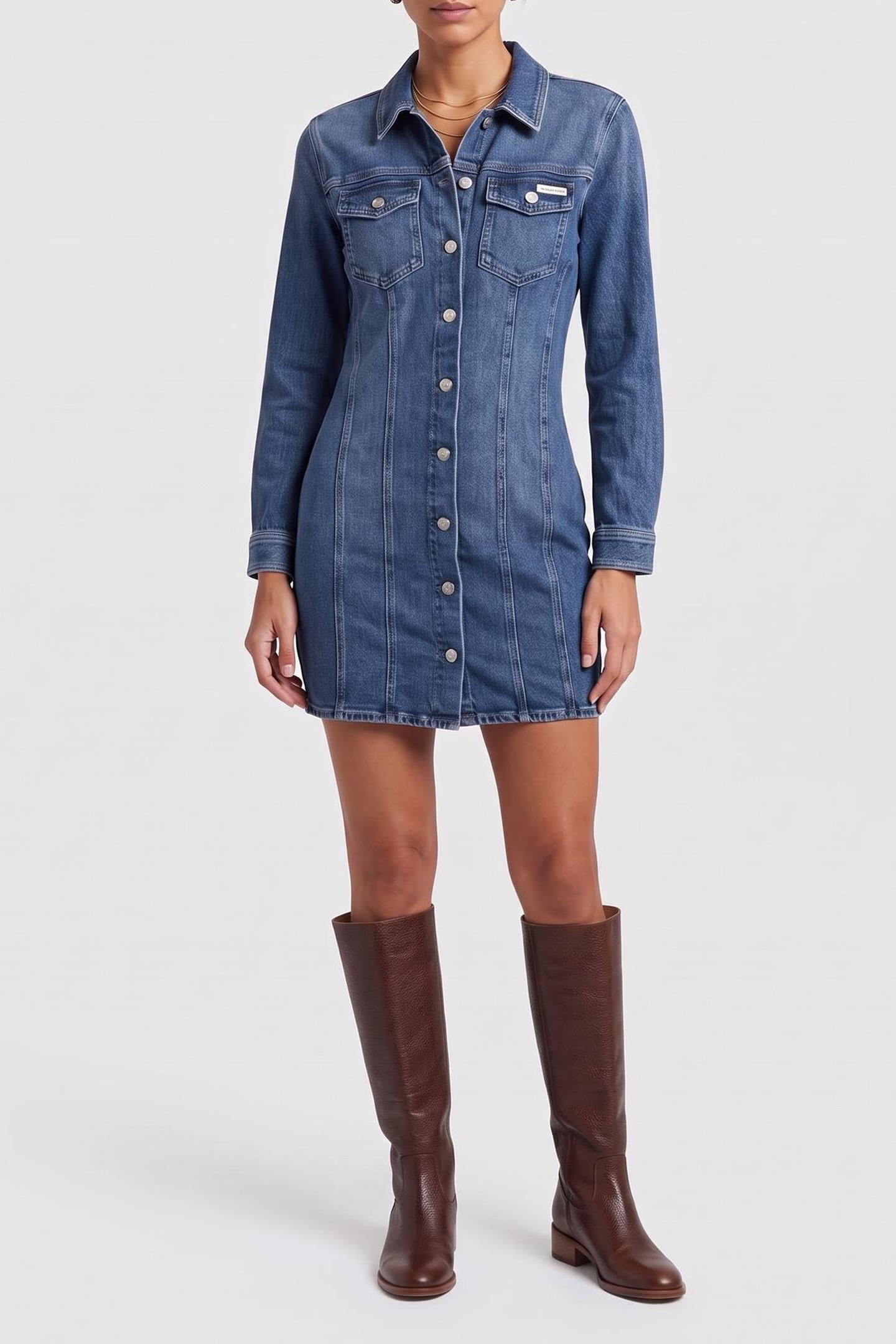 LS DENIM MINI DRESS COLD SPRINGS 1