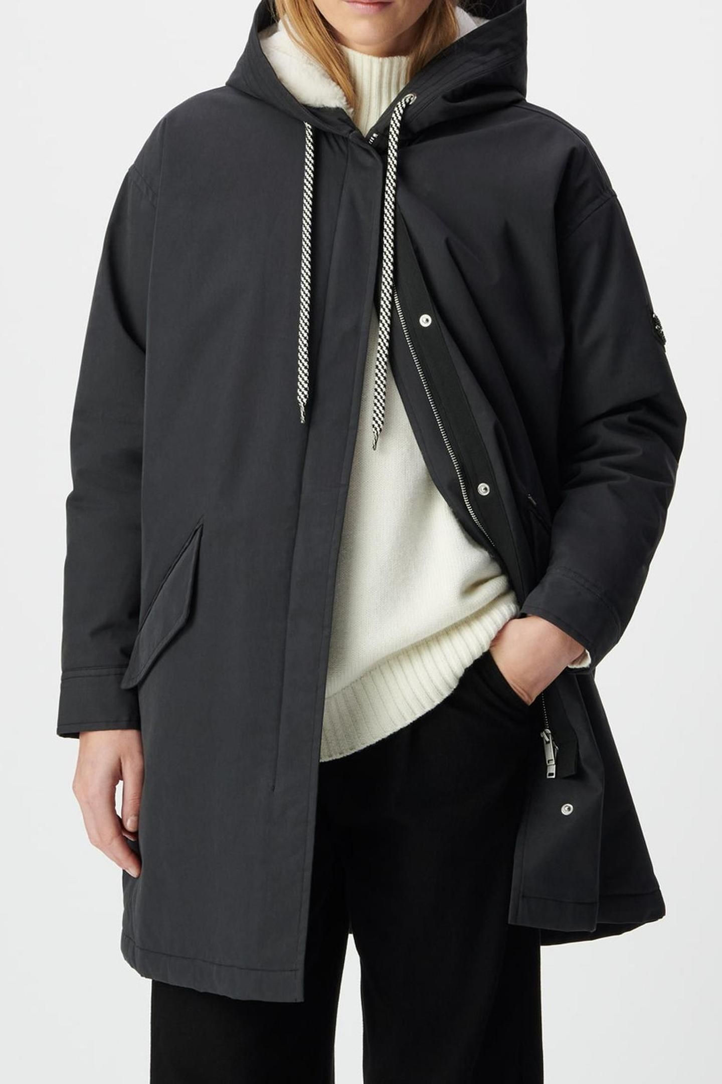BLACK FUR-LINED HOODED PARKA 1