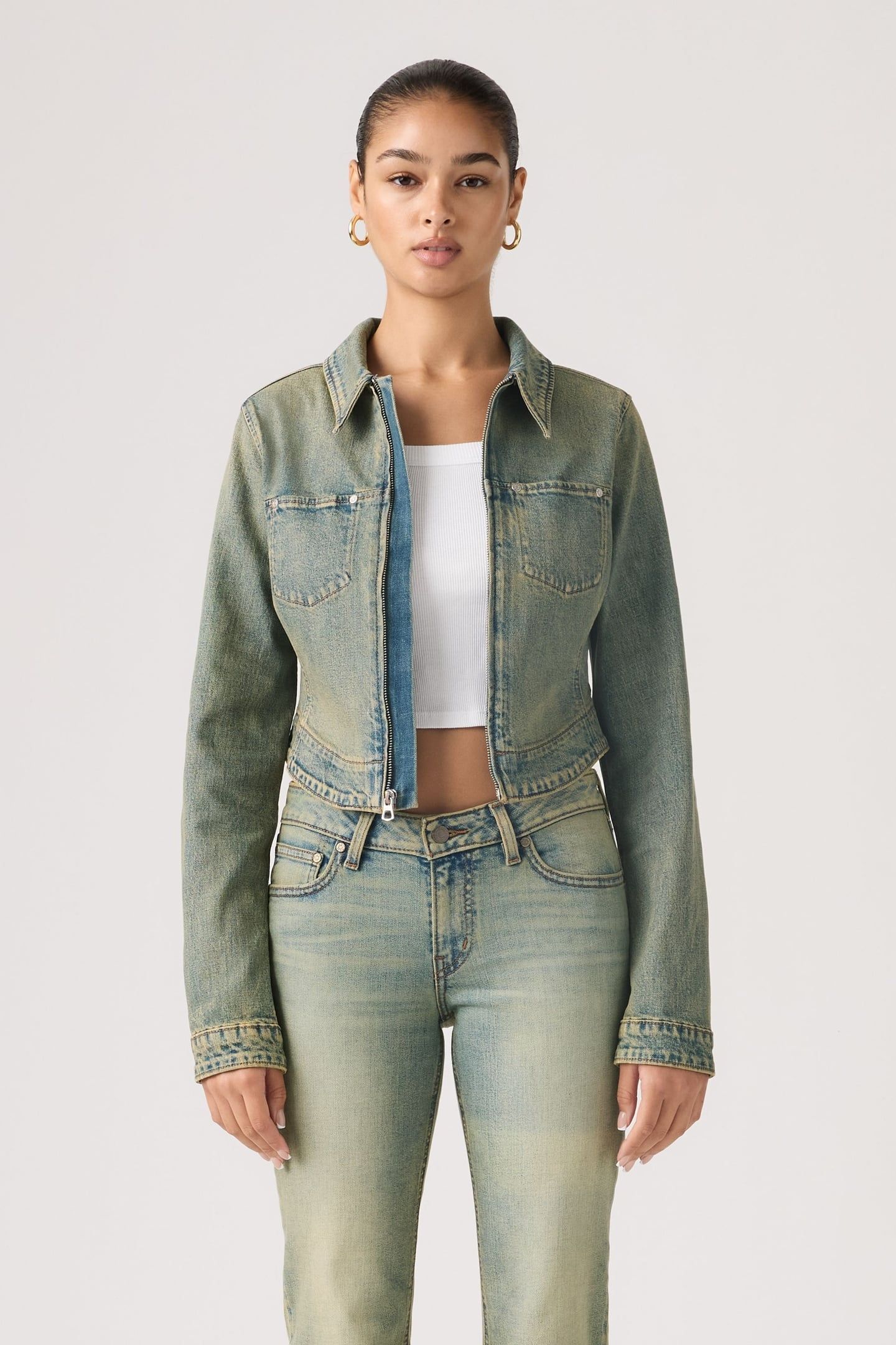 Y2K STRETCH FITTED TRUCKER JACKET 2