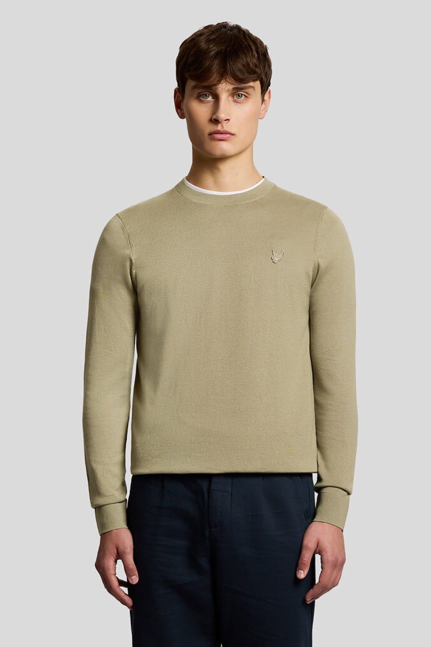 TONAL SUPERFINE CREW NECK JUMPER SAGE UNIFORM 1