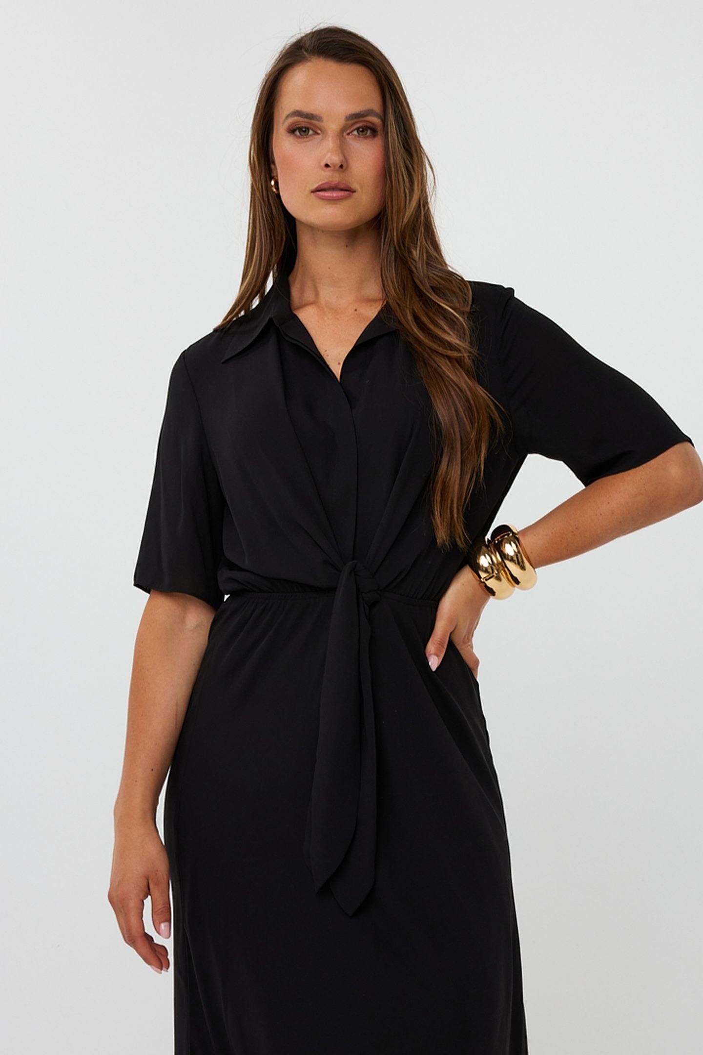 DRESS LONG KNOT S/SLVE BLACK 3