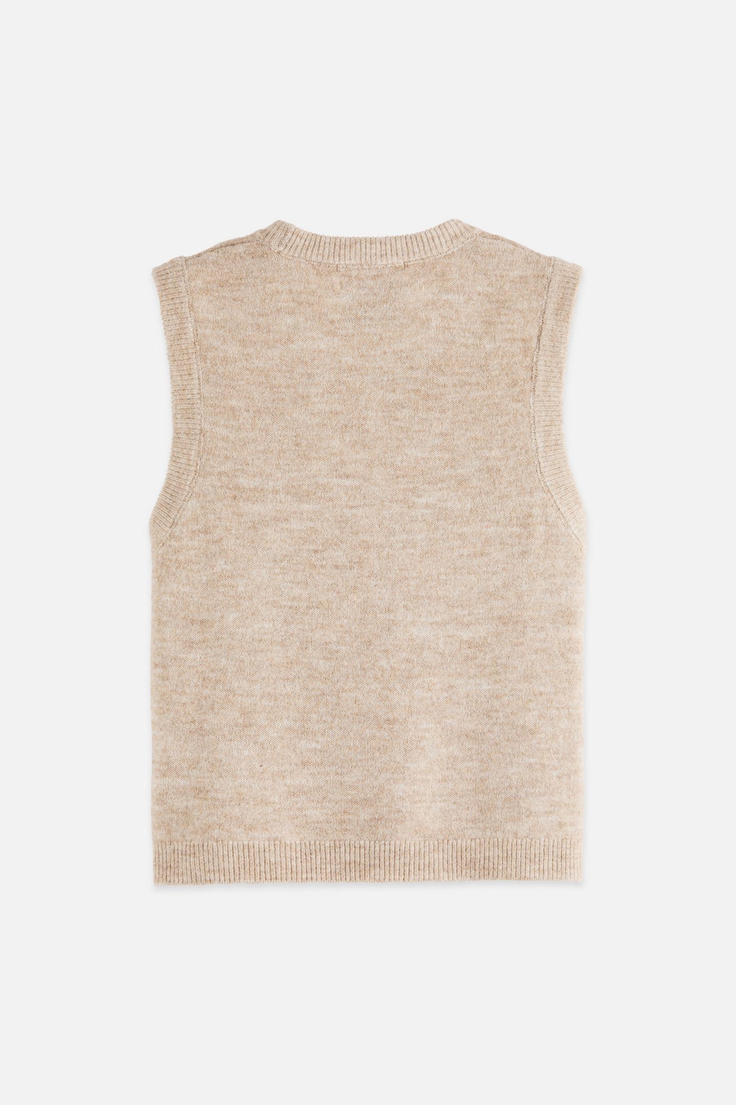 EMBROIDERED CREW NECK KNITTED TANK OATMEAL MELANGE 5