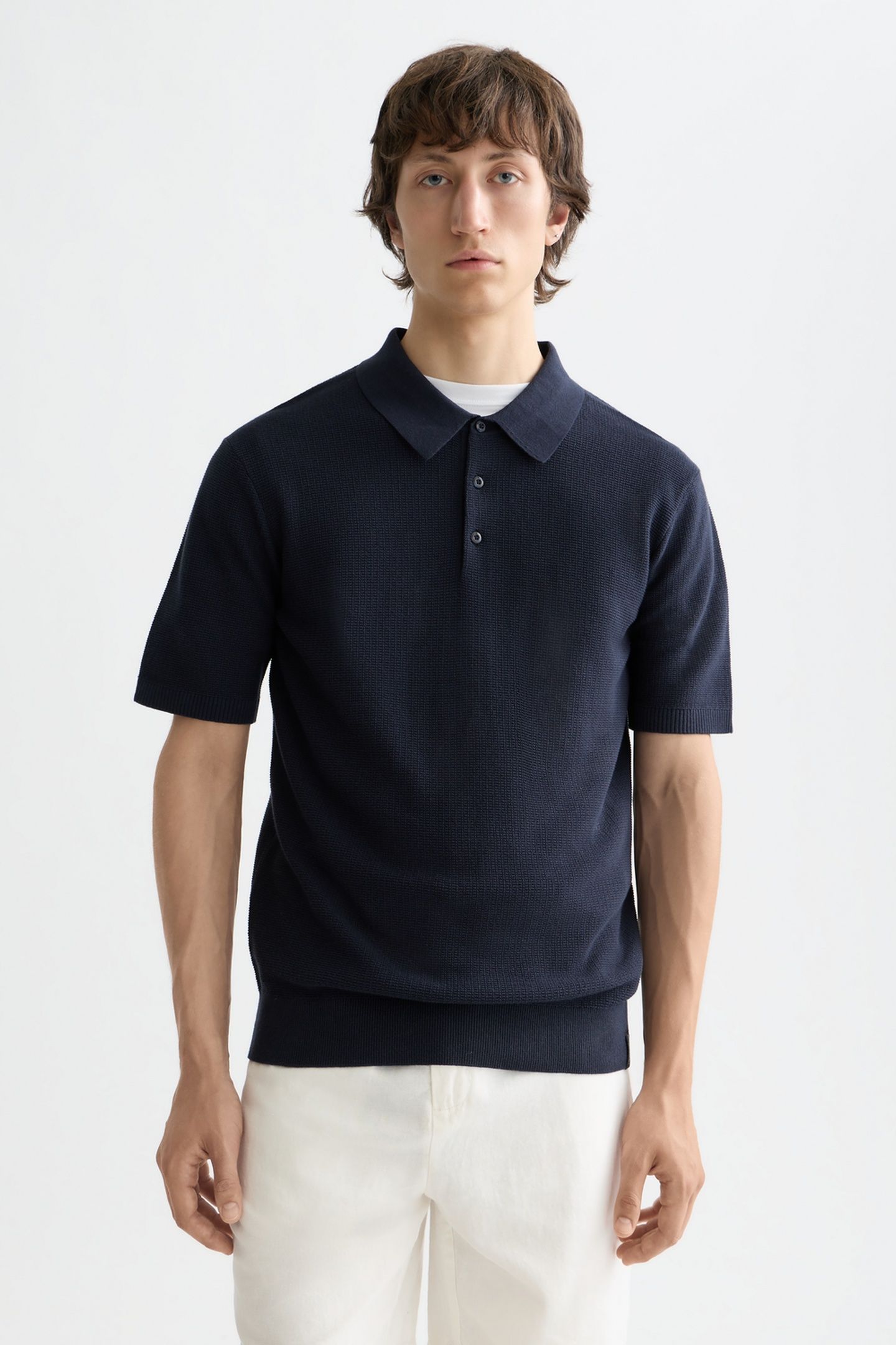 CORE - STRUCTURED KNITTED REGULAR-FIT POLO NAVY 1