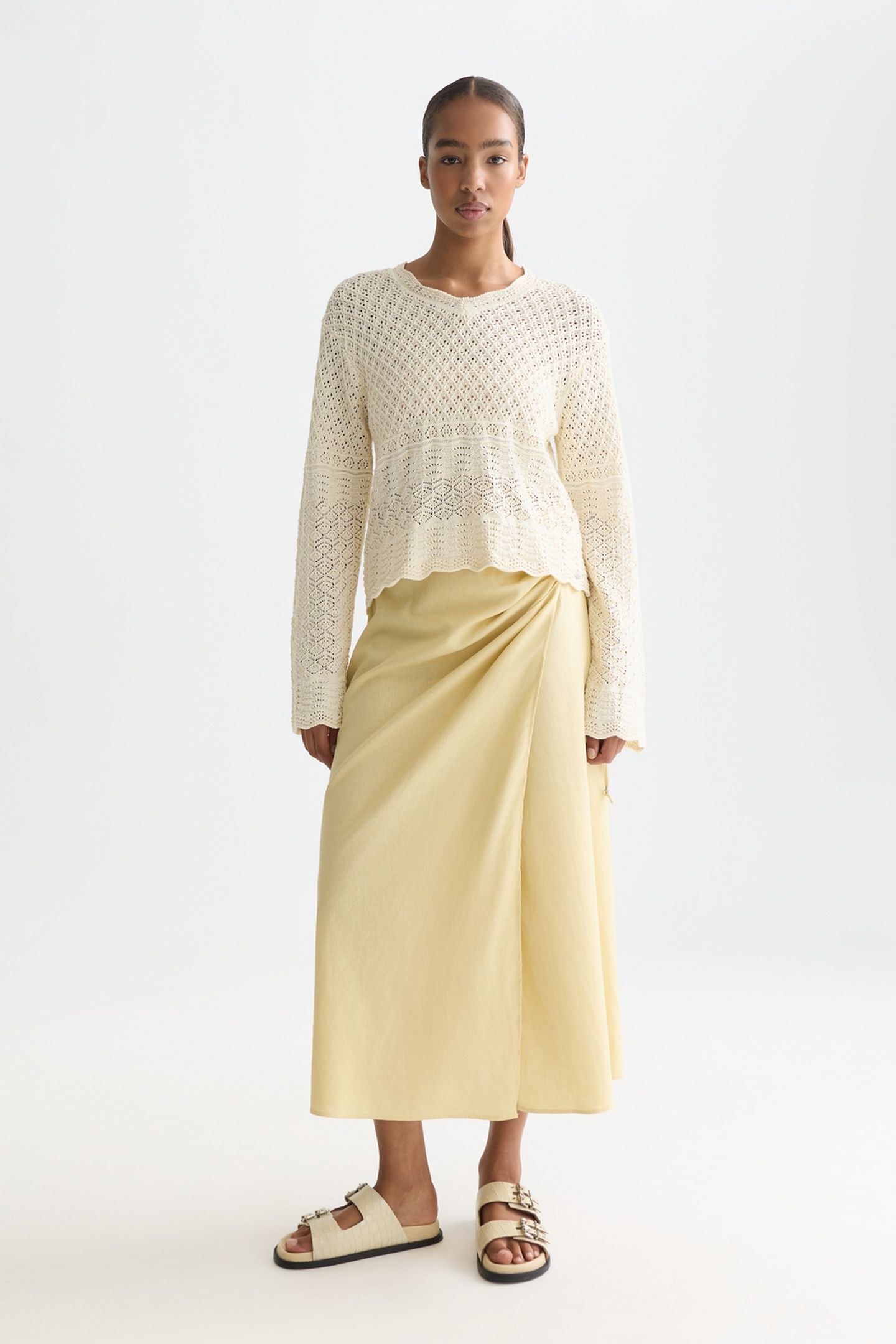 LINEN WRAP SKIRT PARSNIP 3