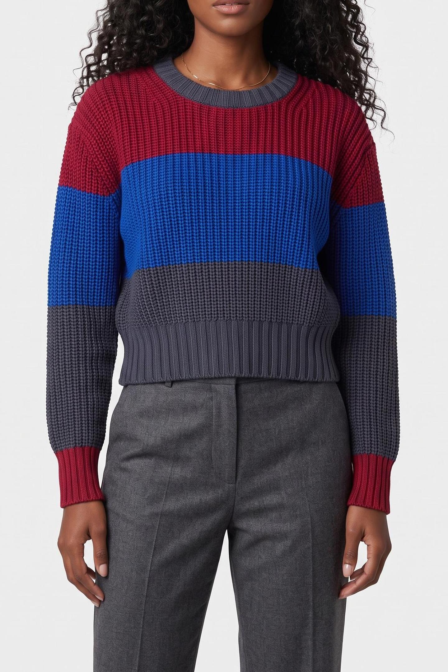 CHUNKY STRIPE CREW NECK INKWELL COMBO 1