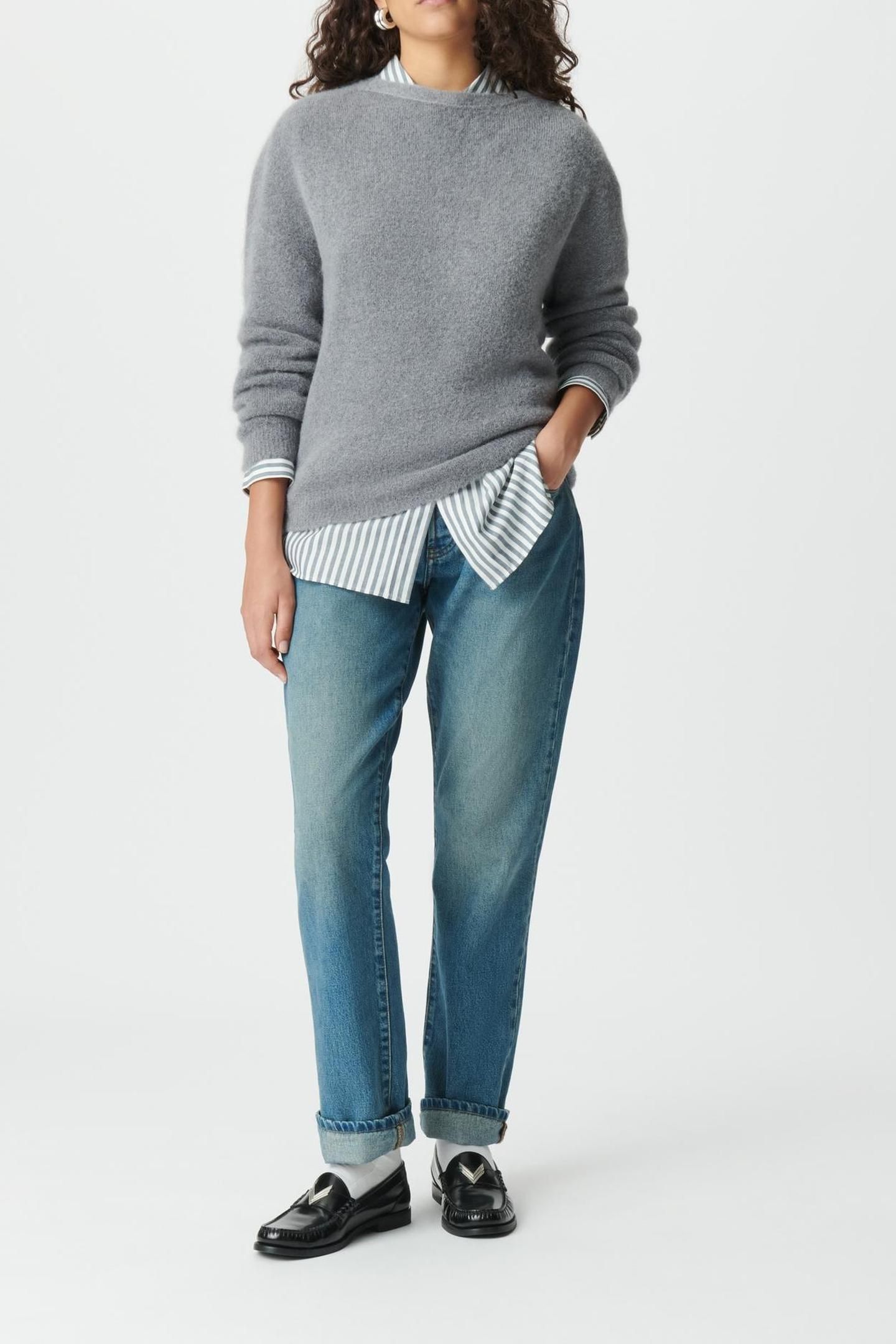 GREY KNIT BACK/FRONT REVERSIBLE CARDIGAN 3