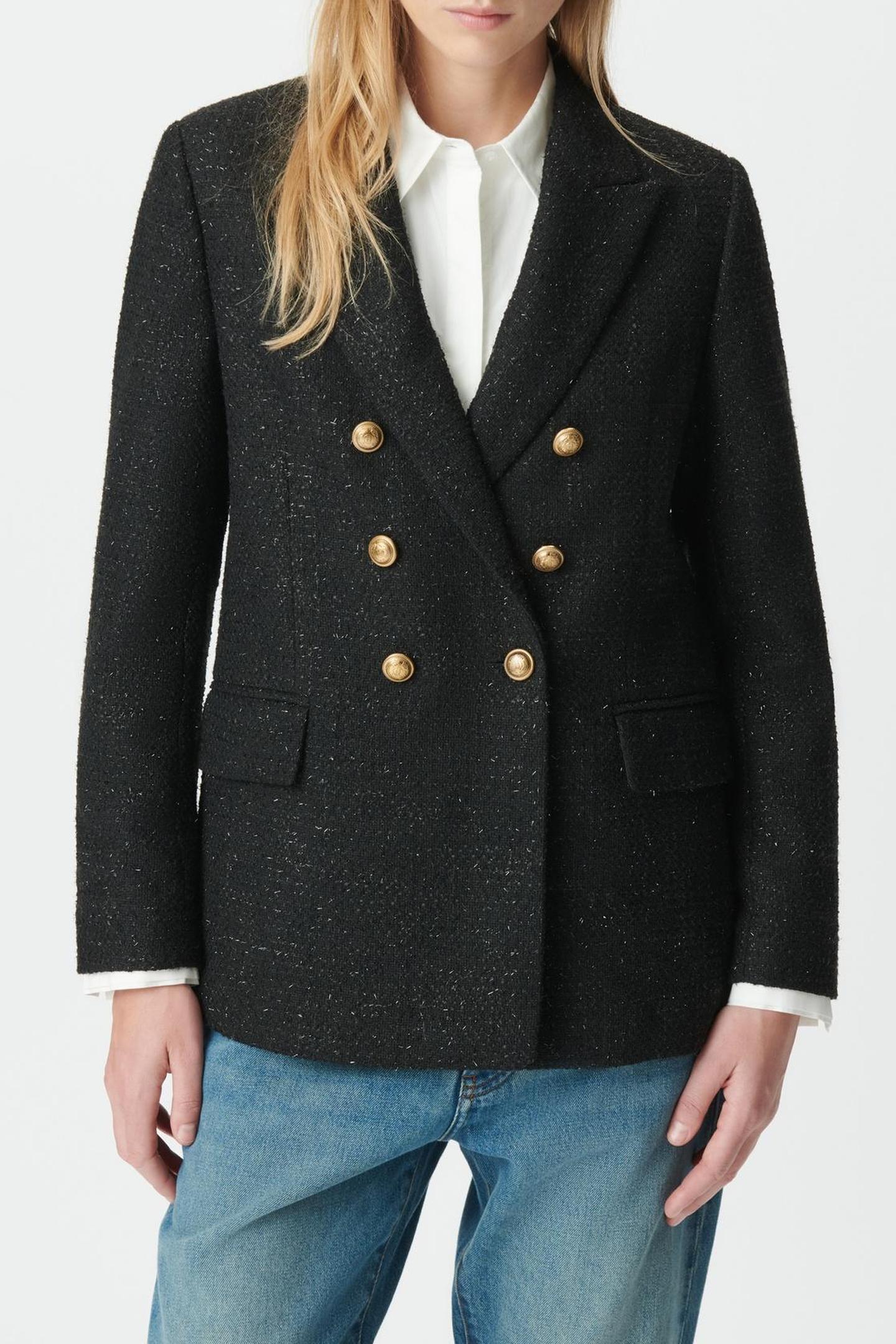 BLACK GLITTERY TWEED-STYLE SUIT JACKET 1