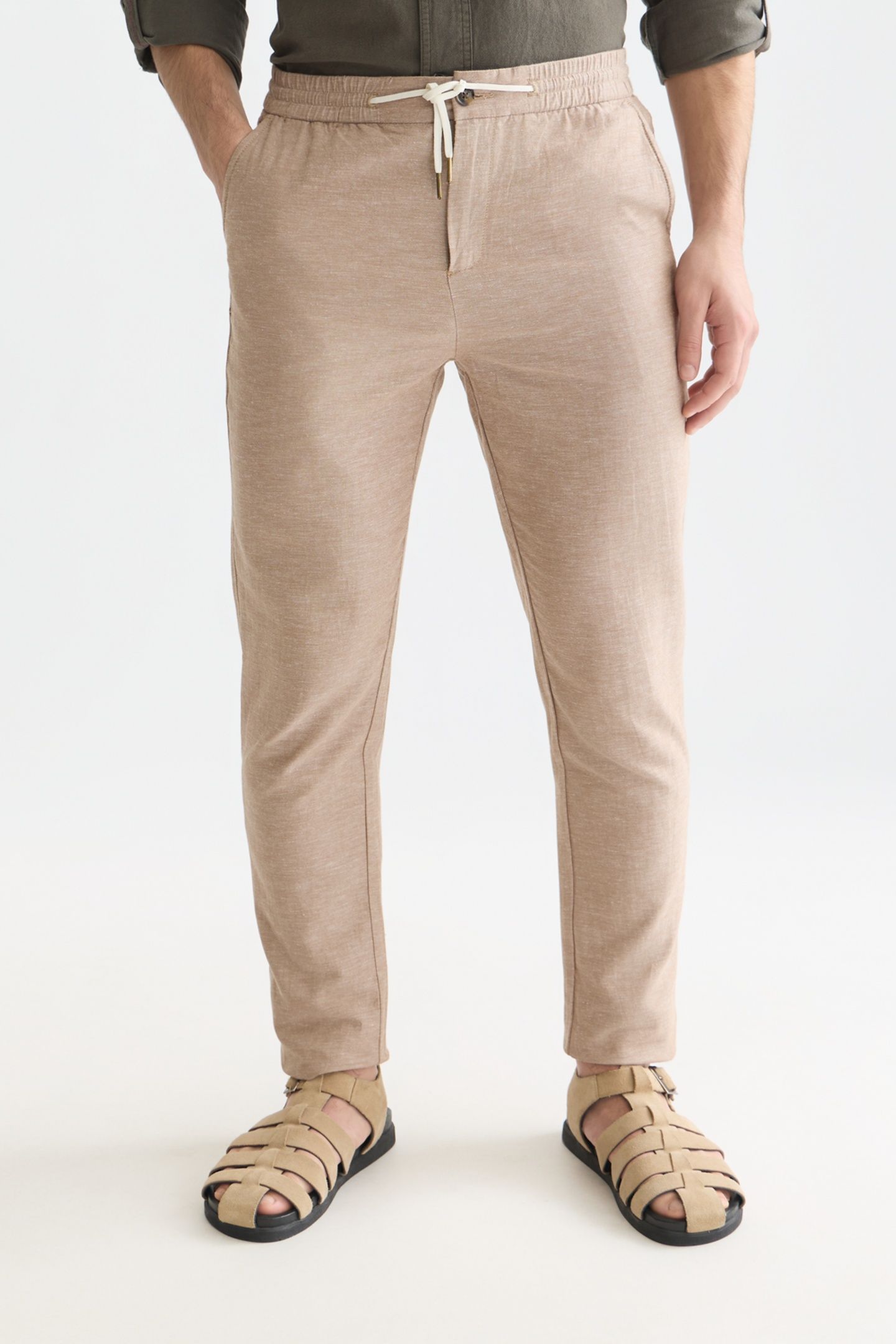 SEASONAL CORE WARREN COTTON LINEN JOGGER LT PASTEL BROWN 1