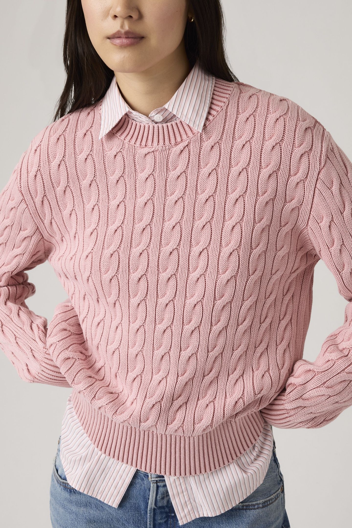 BOYFRIEND CABLE CREWNECK PULLOVER 6