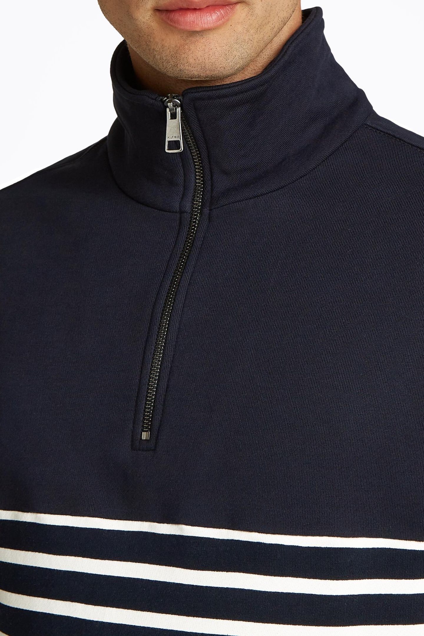 PLACED STRIPE 1/4 ZIP DESERT SKY/IVORY PETAL 6