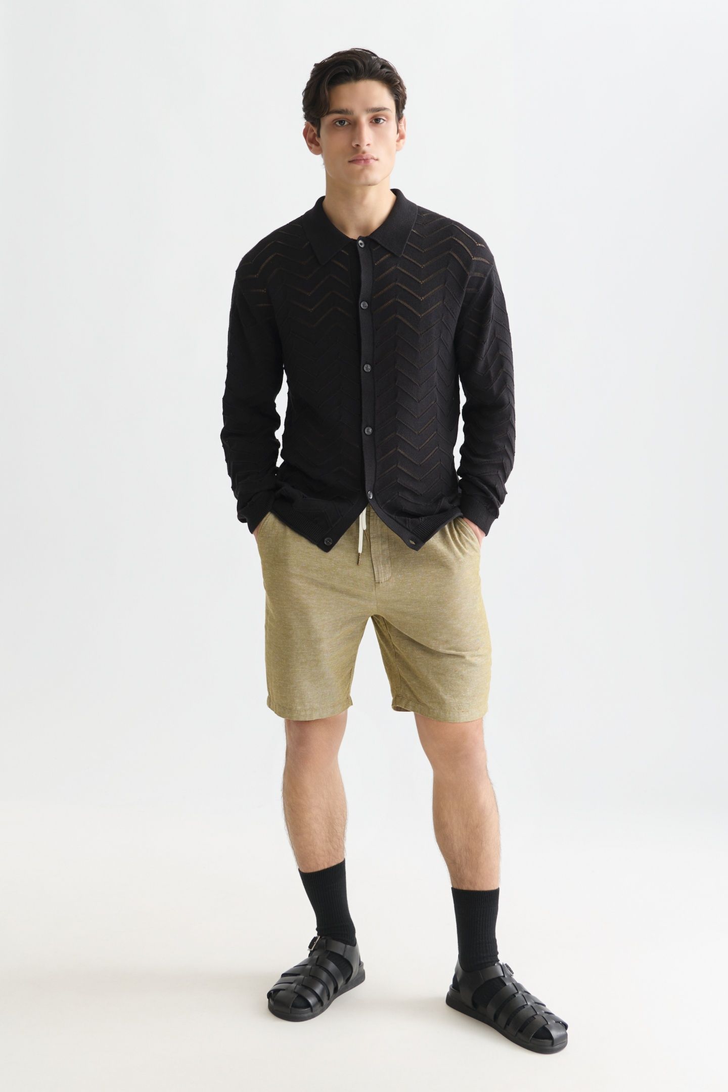 SEASONAL CORE FAVE COTTON LINEN REGULAR-FIT CHINO SHORTS DAR 3