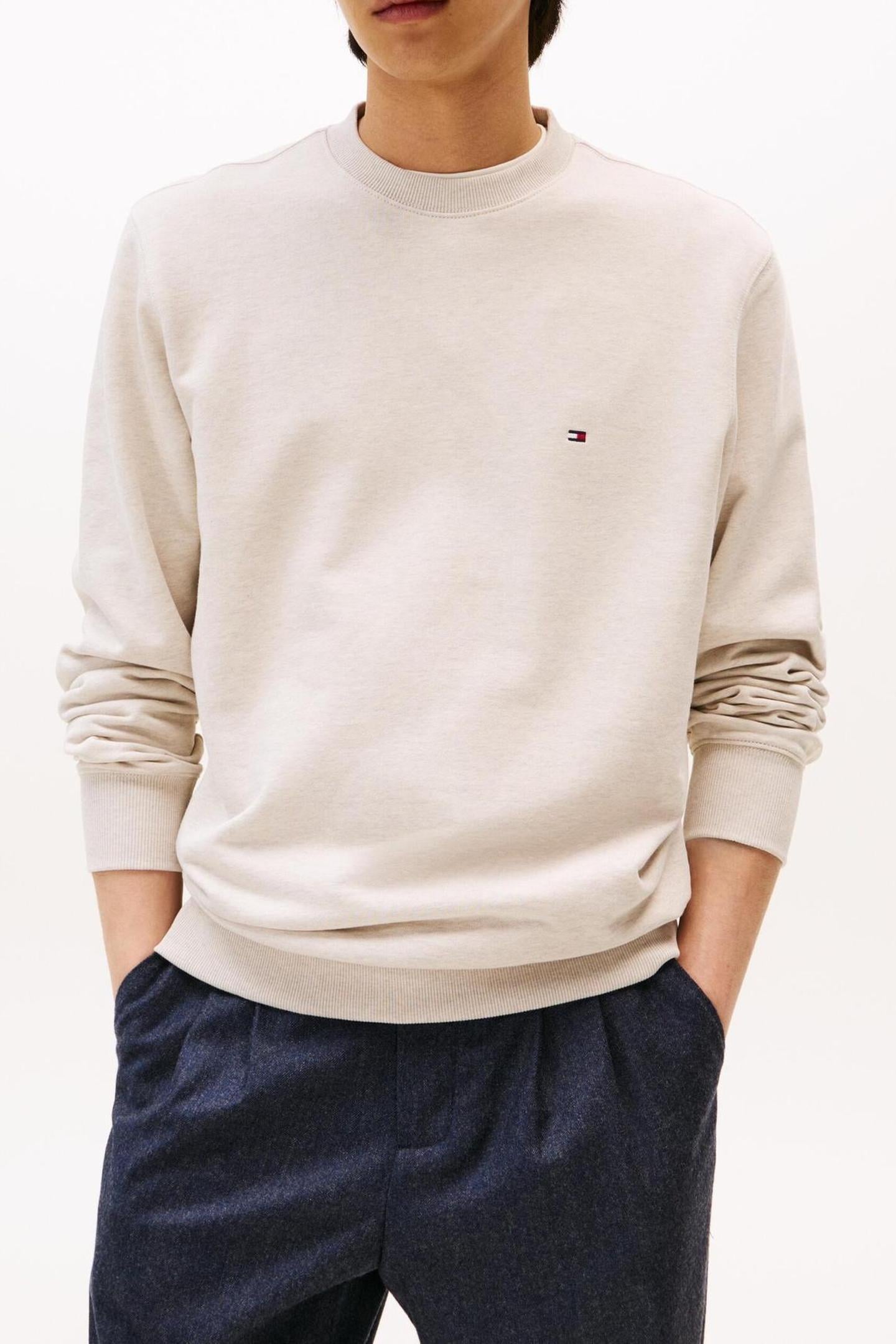 ESSENTIAL TERRY CREW HEATHERED OATMILK 1