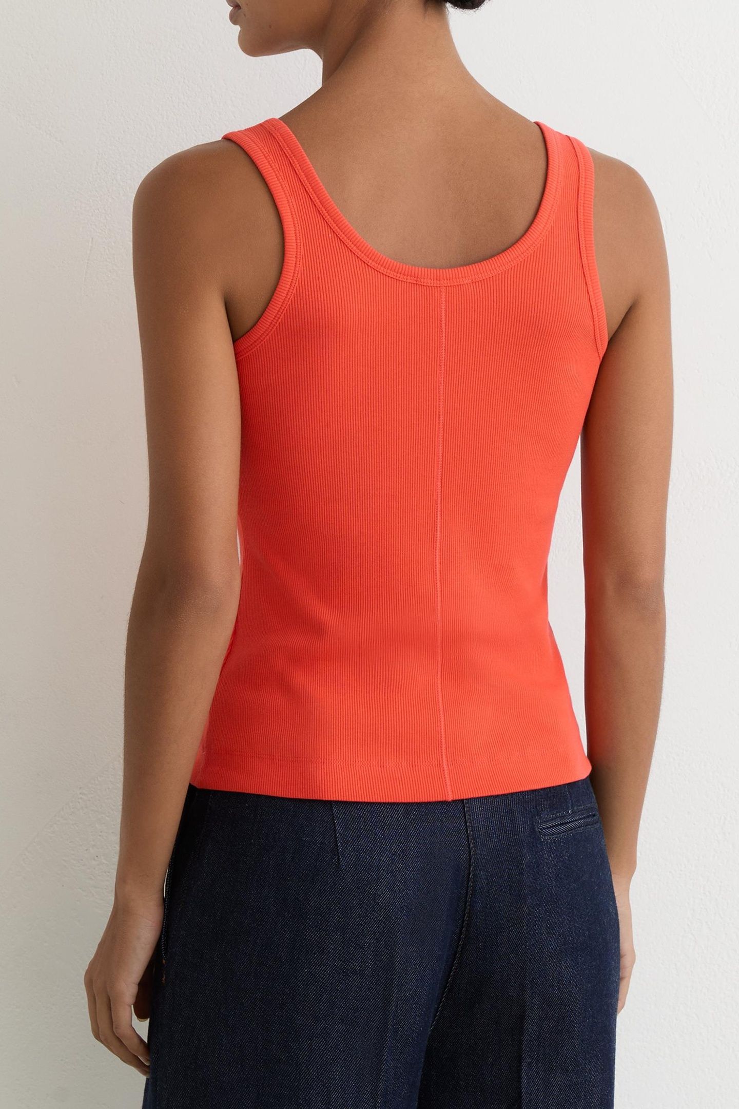SCOOP NECK RIB VEST CORAL PINK 2