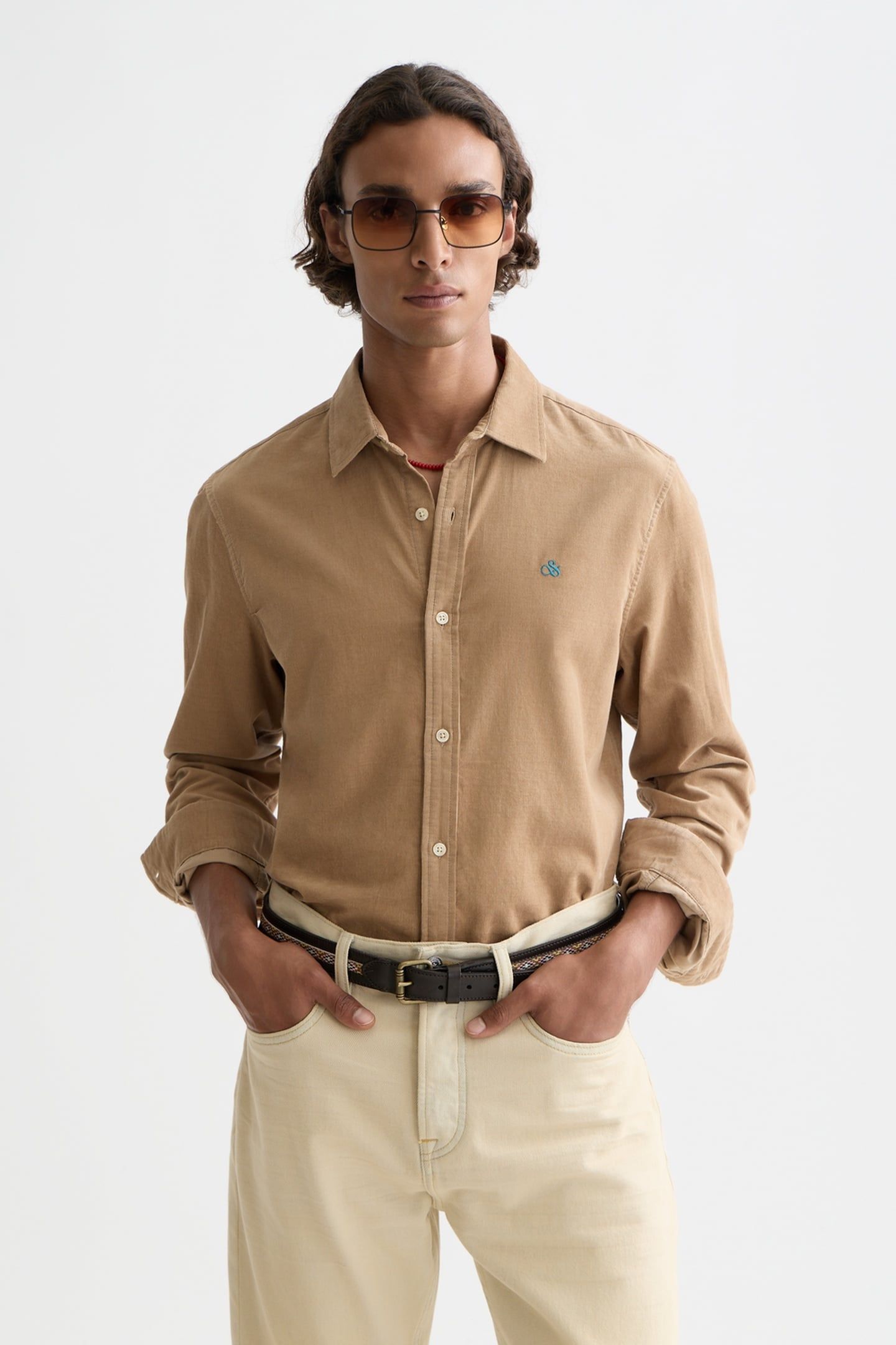 LIGHTWEIGHT CORDUROY REGULAR-FIT SHIRT MEDIUM BEIGE 1