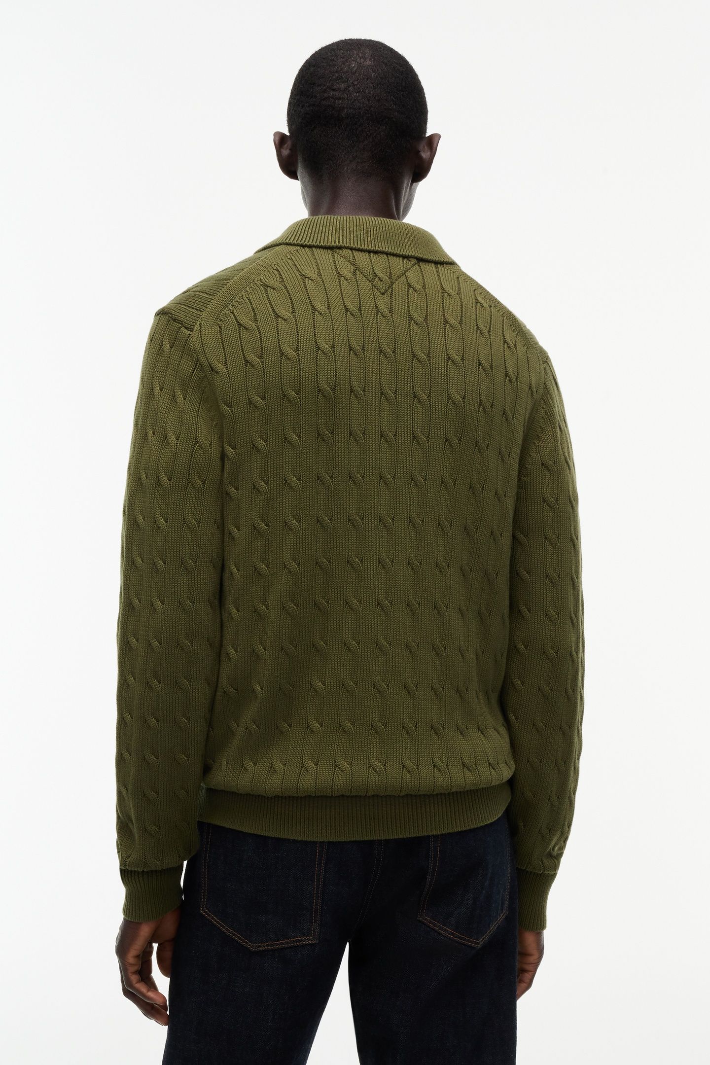 CLASSIC COTTON CABLE KNIT SWEATER GREEN 2