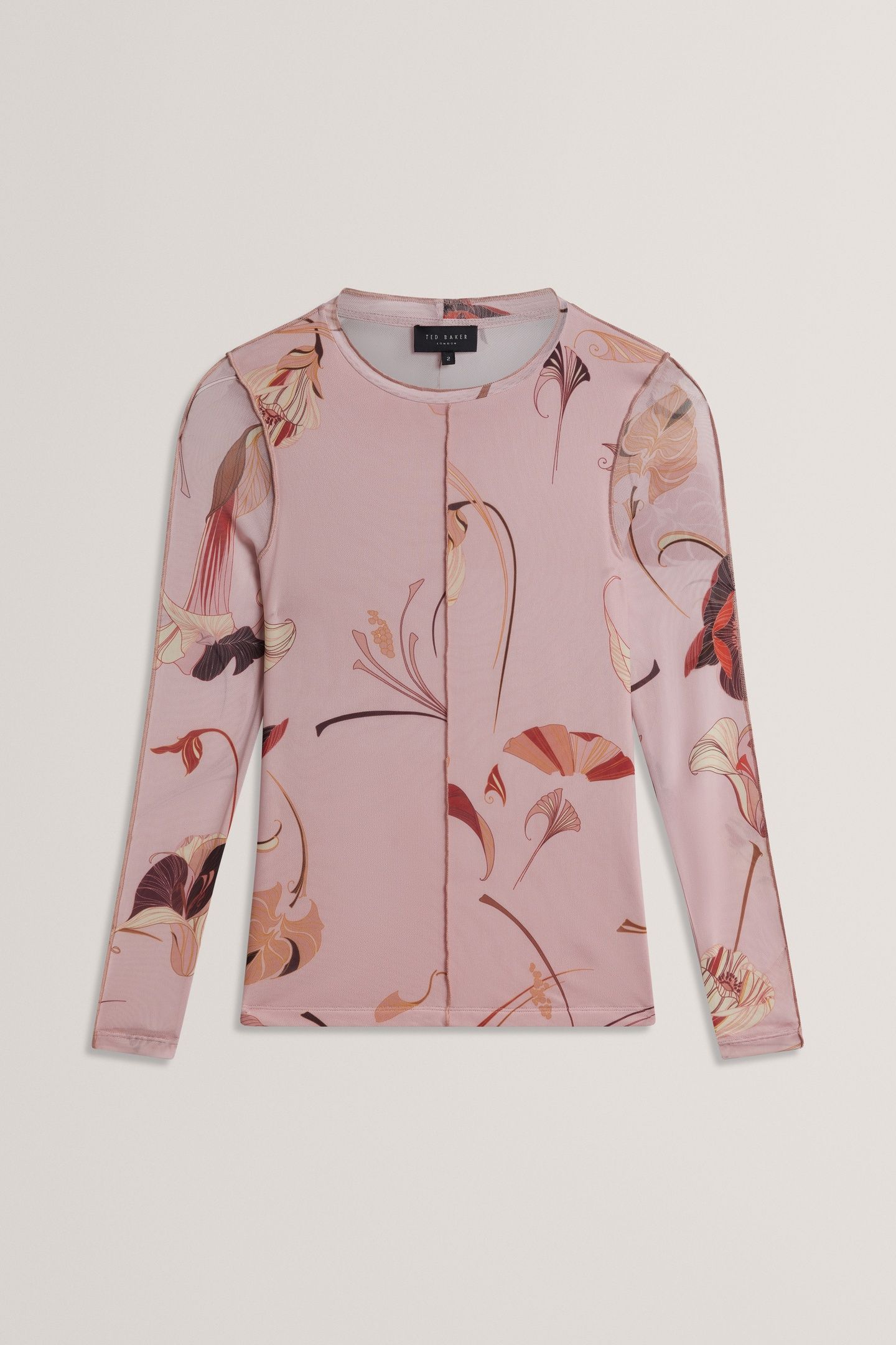 CREW NECK LONG SLEEVE JERSEY PRINTED TOP PINK 3