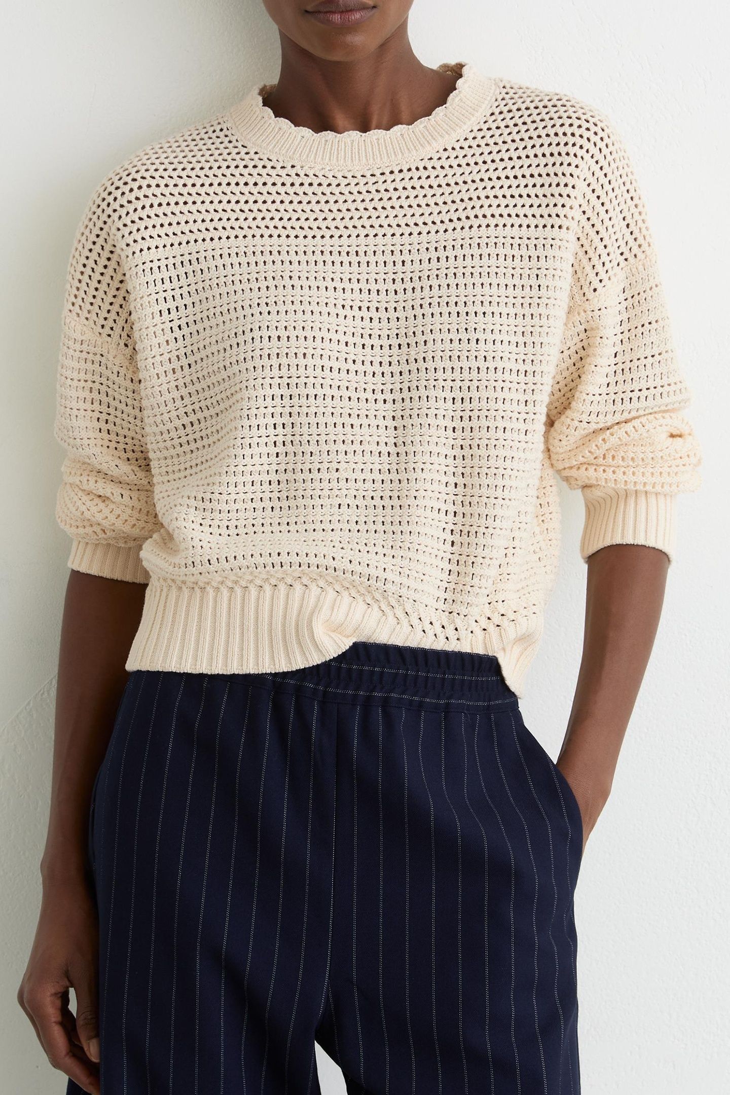 CREW NECK STITCH JUMPER NEUTRAL 1